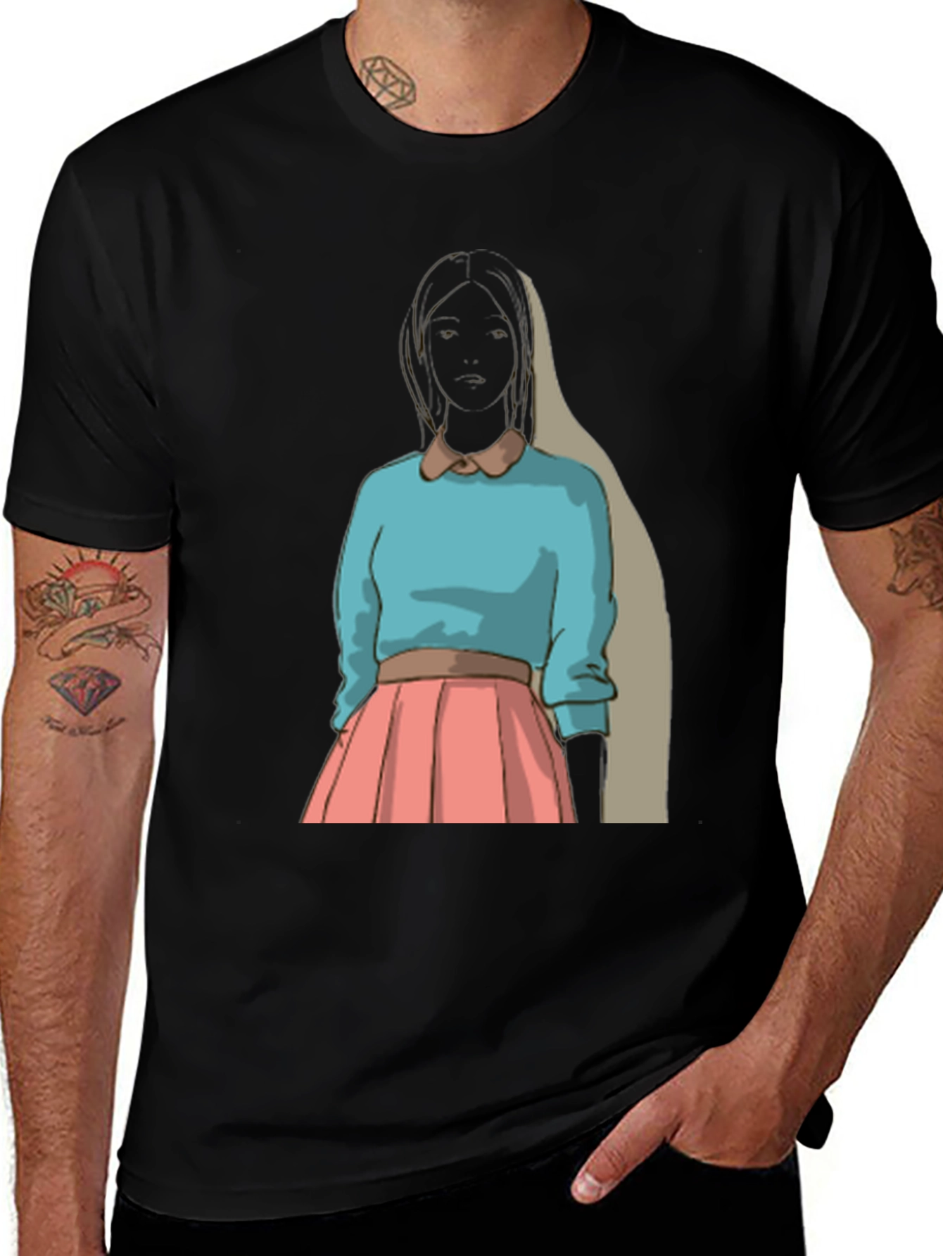 Variant 28 of Unique Graphic T-Shirt - Retro Girl Print