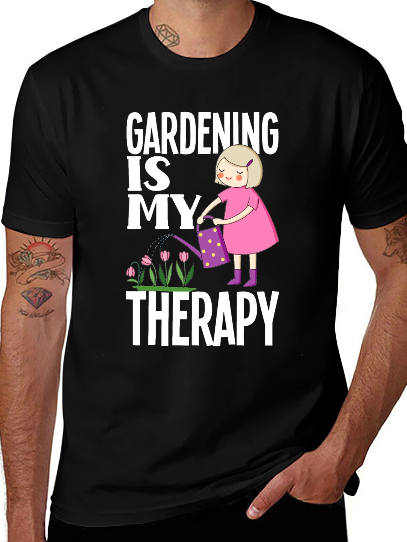Variant 18 of Gardening is My Therapy T-Shirt - Black
