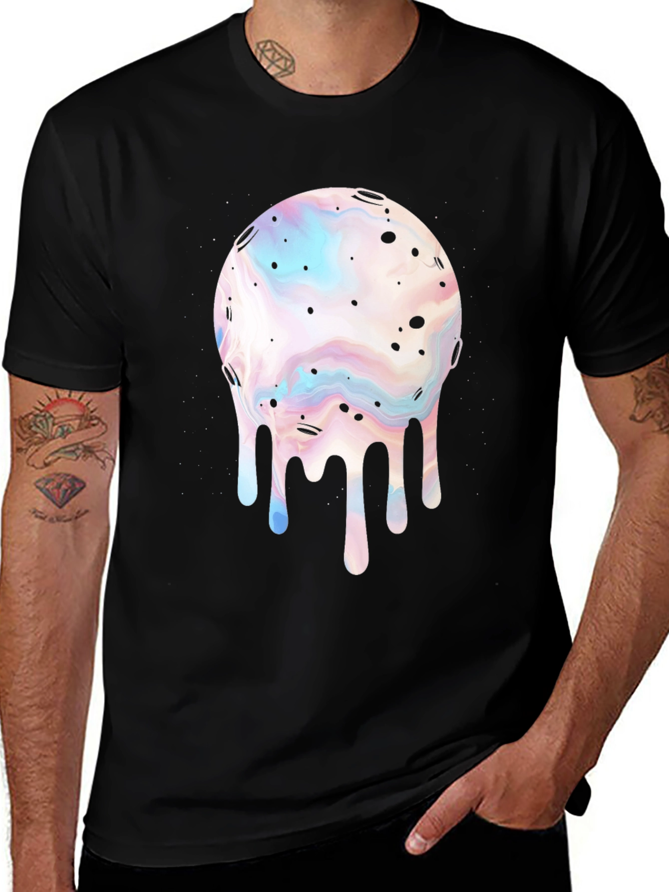 Variant 26 of Melting Moon Graphic Tee - Stylish Men's T-Shirt