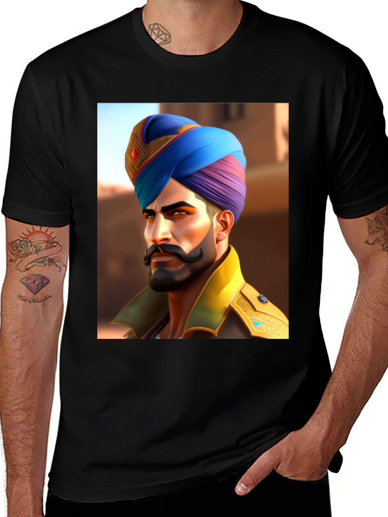 Variant 29 of Graphic Tee: Sikh Warrior Portrait