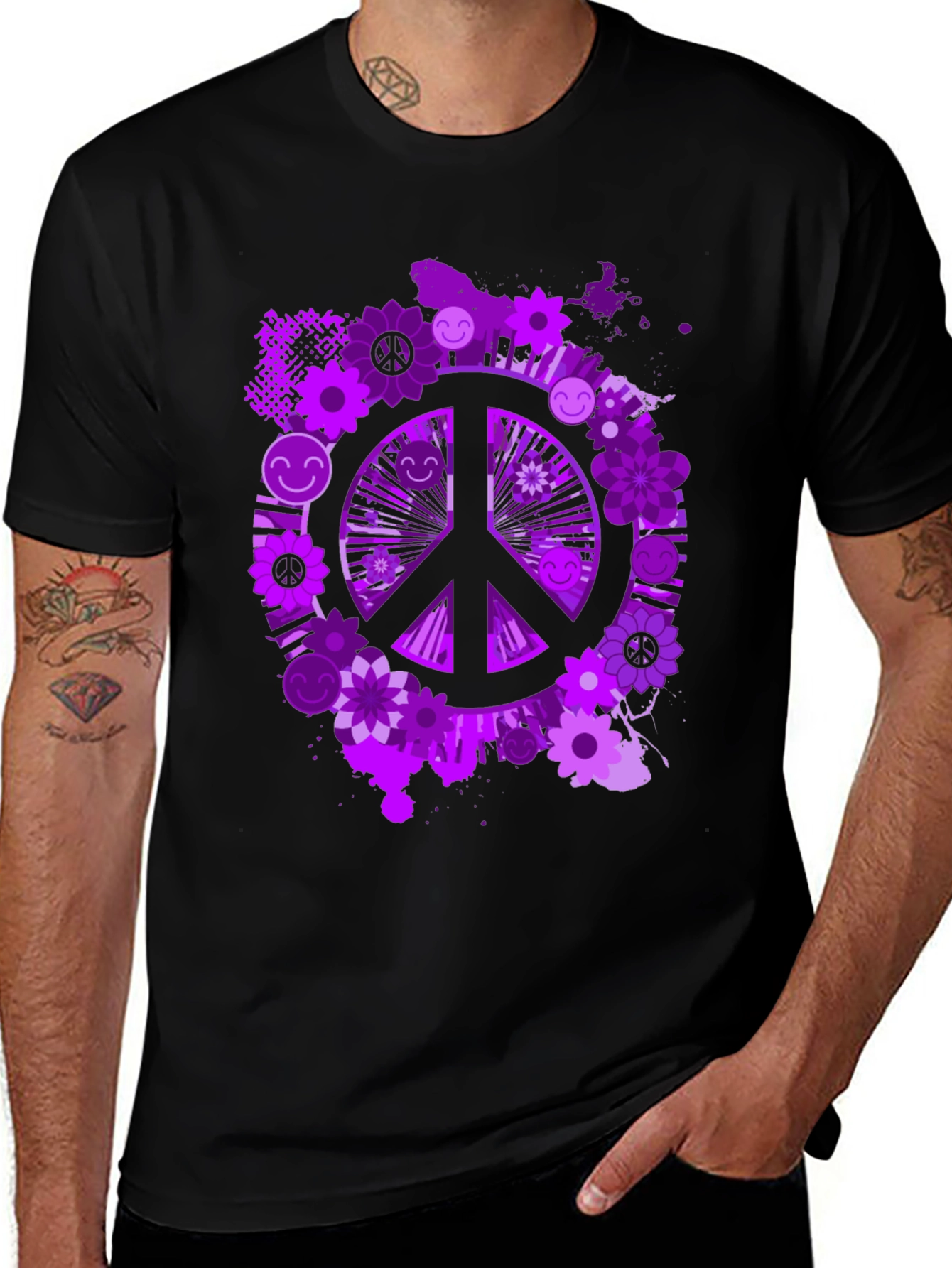 Variant 10 of Peace Sign Flower Graphic Tee