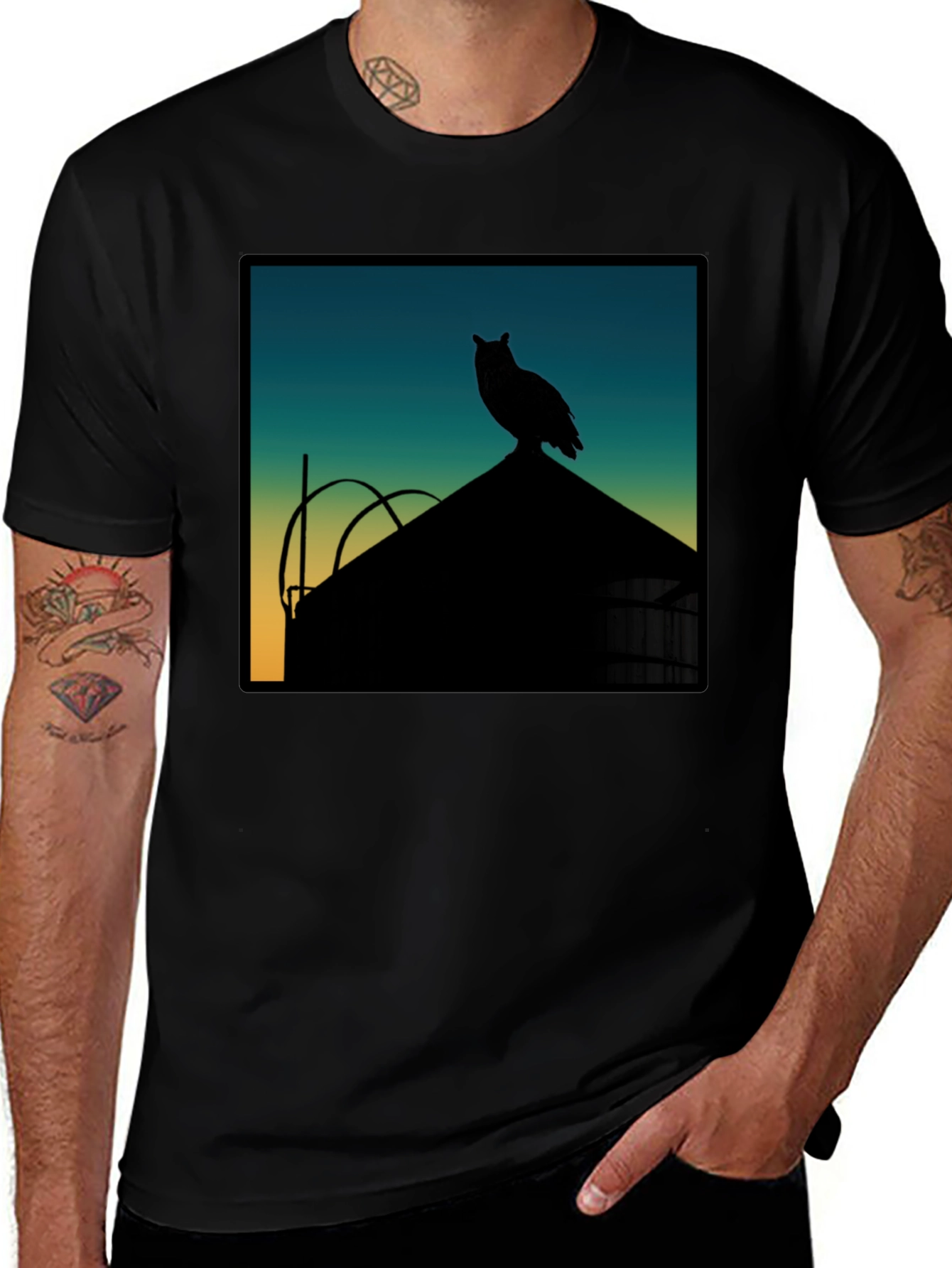 Variant 8 of Owl Silhouette T-Shirt - Urban Style Tee