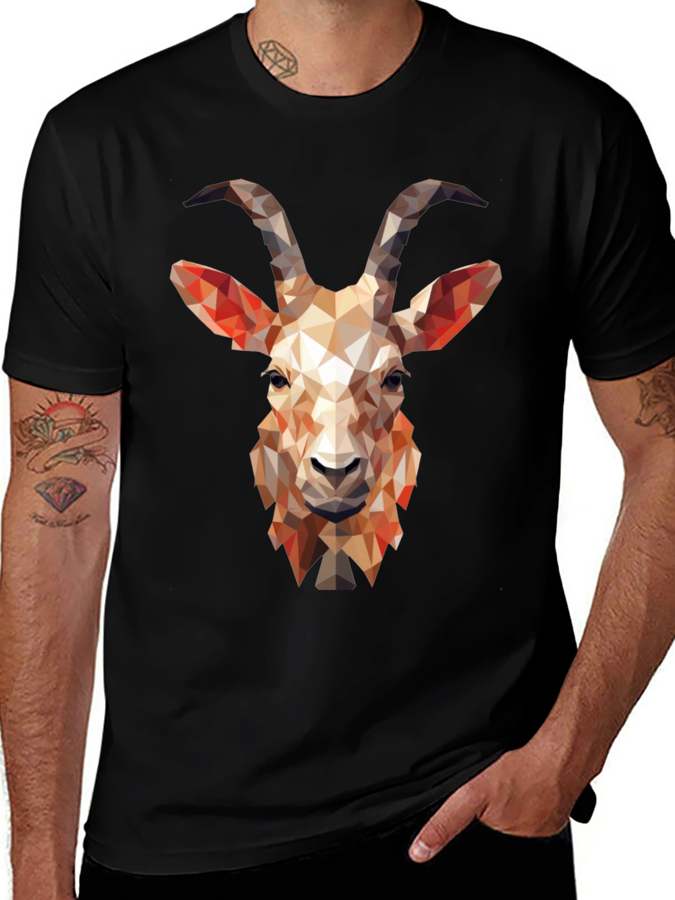 Variant 15 of Geometric Goat Head T-Shirt - Modern Graphic Tee