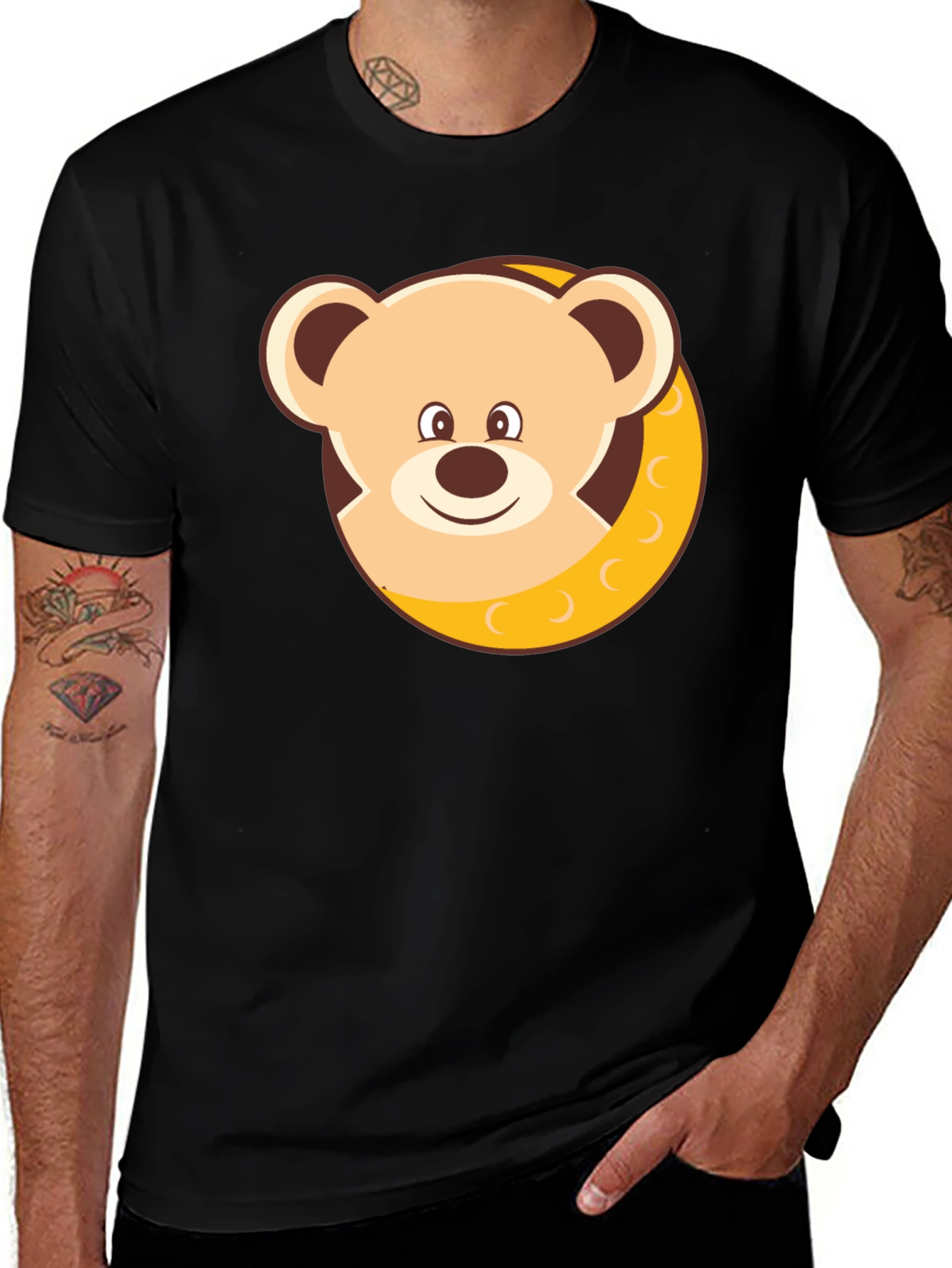 Variant 7 of Cute Teddy Bear Graphic T-Shirt - Black