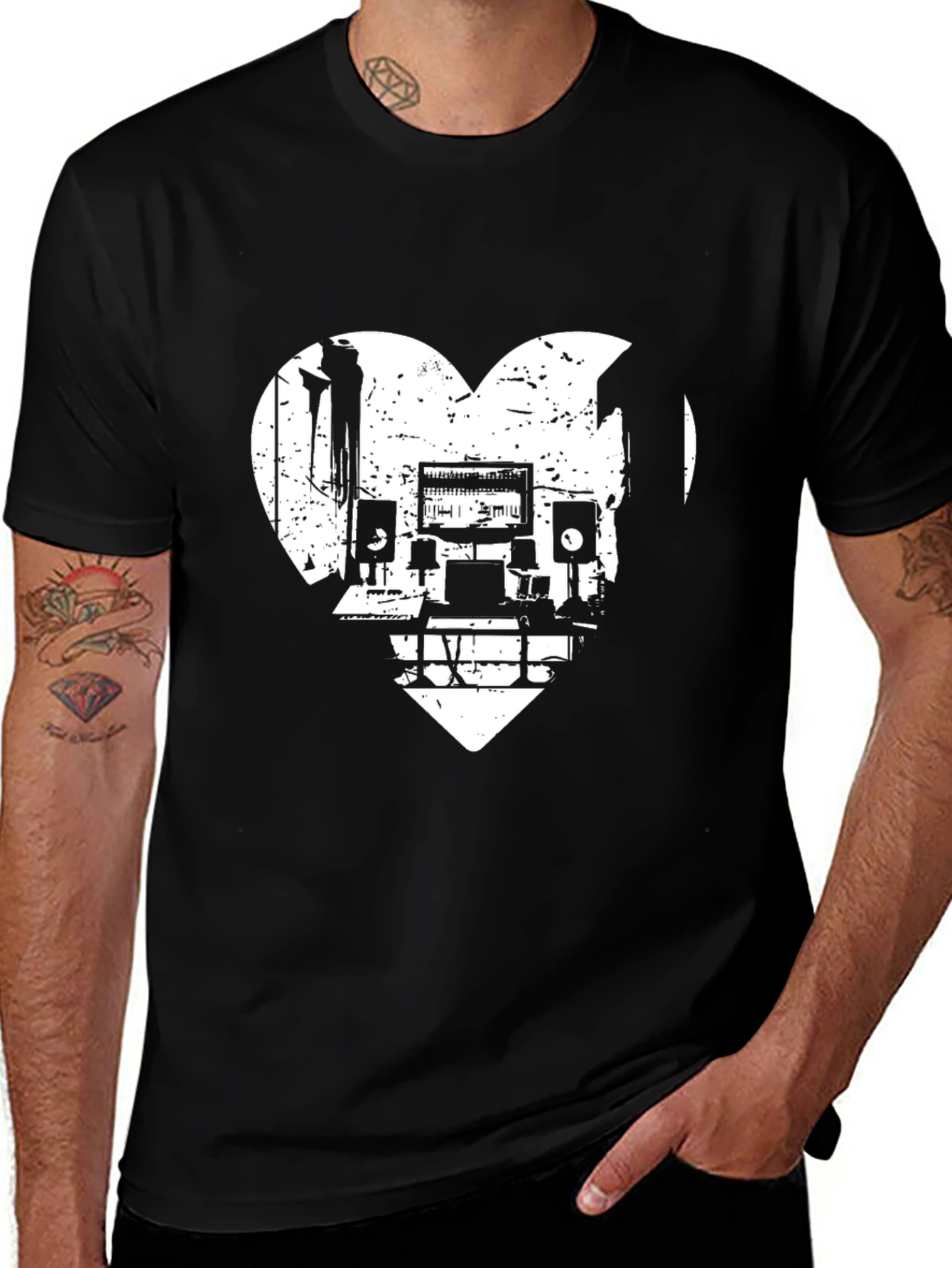 Variant 10 of Music Studio Heart Graphic Tee