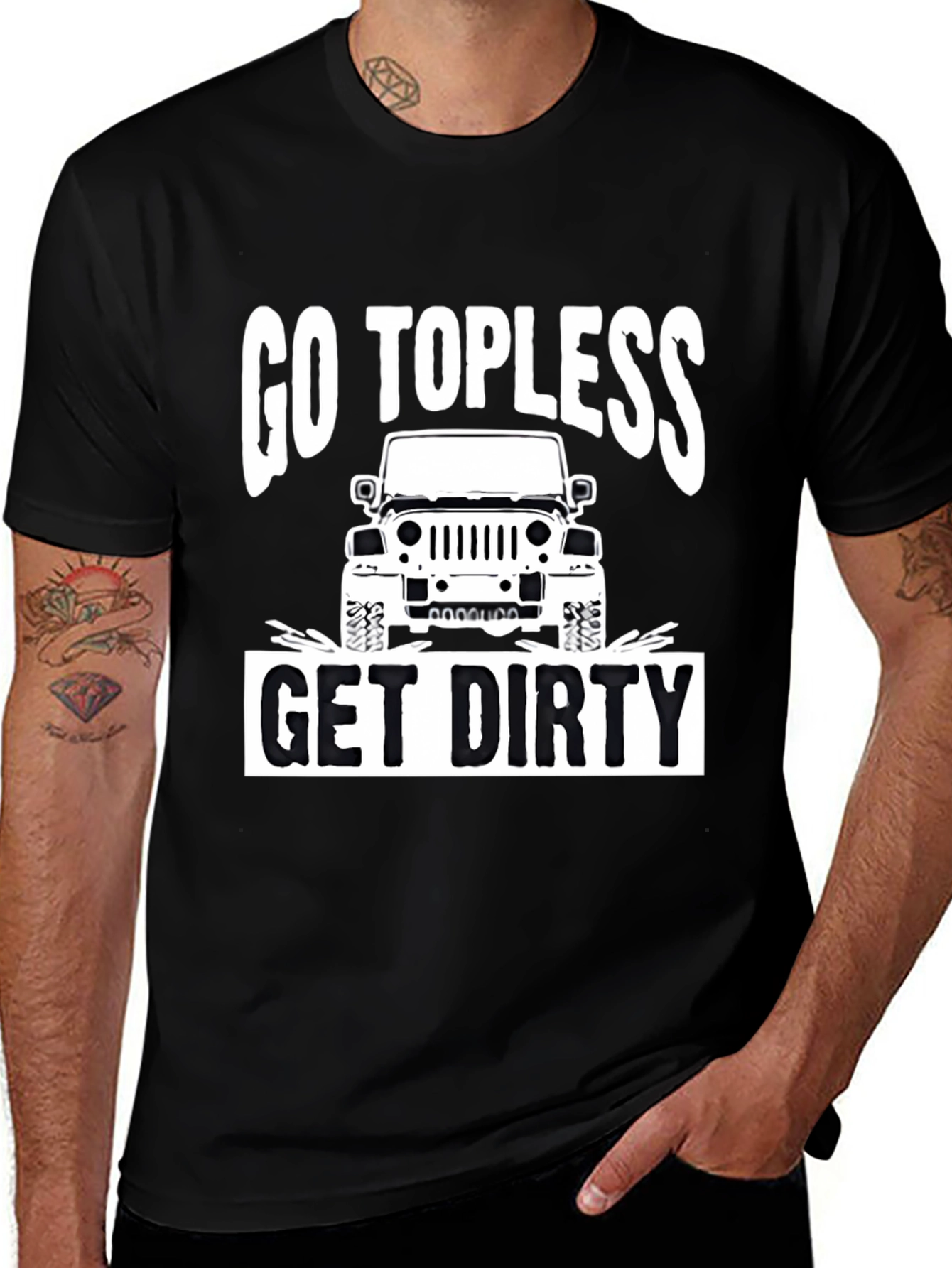 Go Topless Get Dirty Jeep T-Shirt - Black