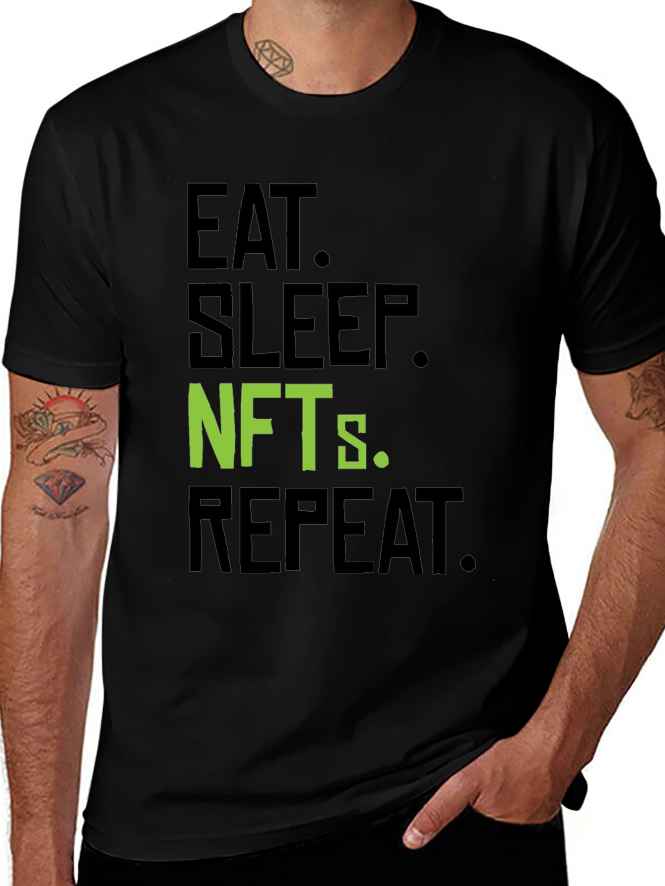 Variant 23 of Eat Sleep NFTs Repeat Black T-Shirt