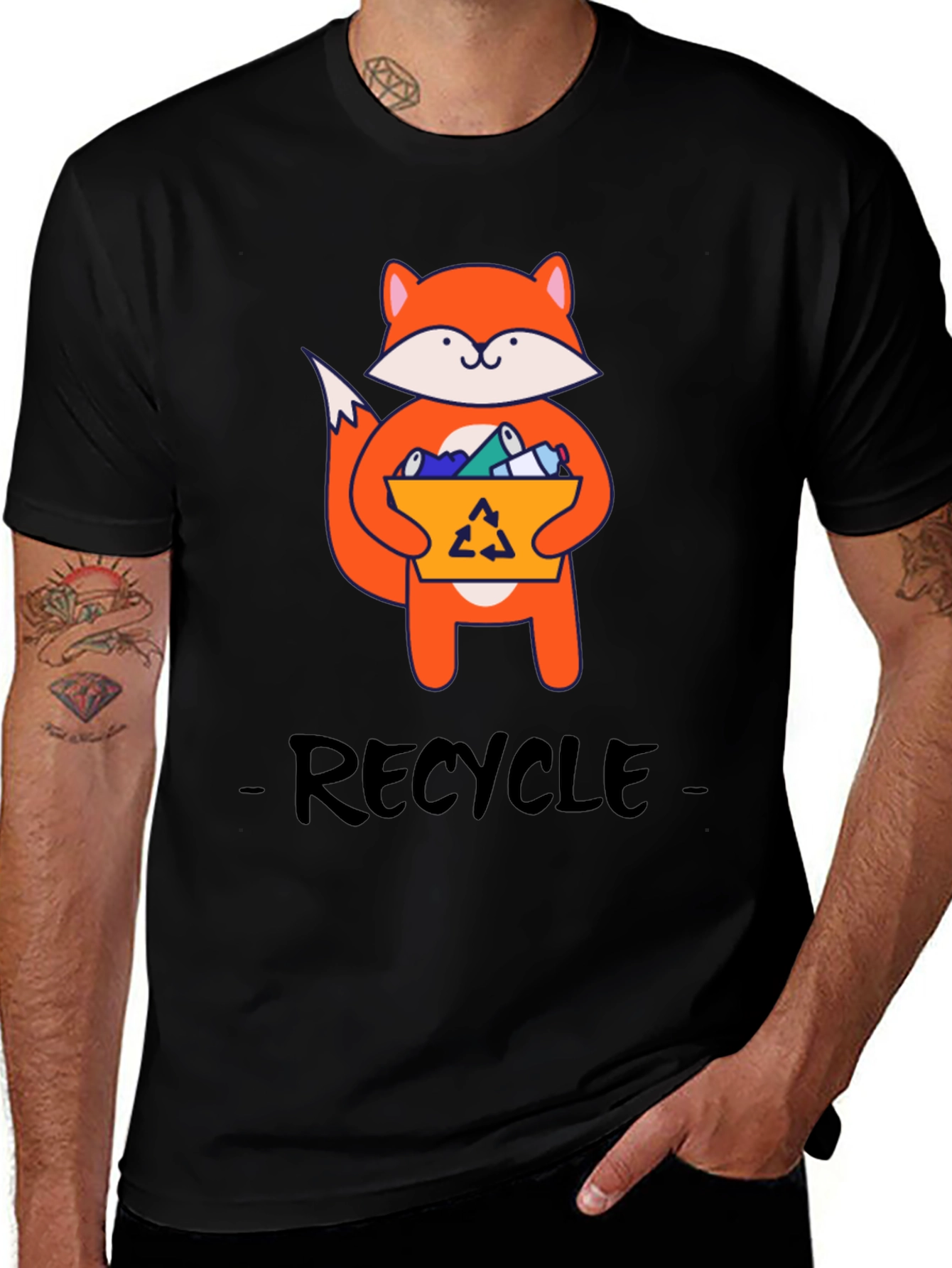 Recycle Fox T-Shirt - Cartoon Animal Tee
