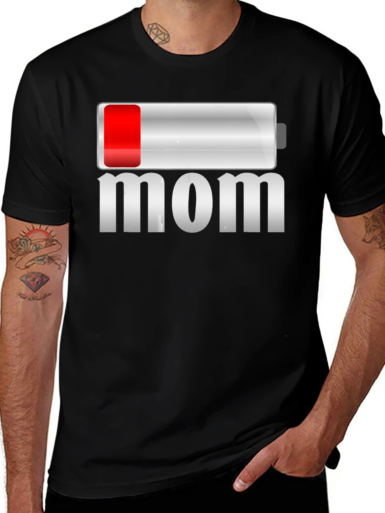 Variant 14 of Low Battery Mom Funny Graphic T-Shirt