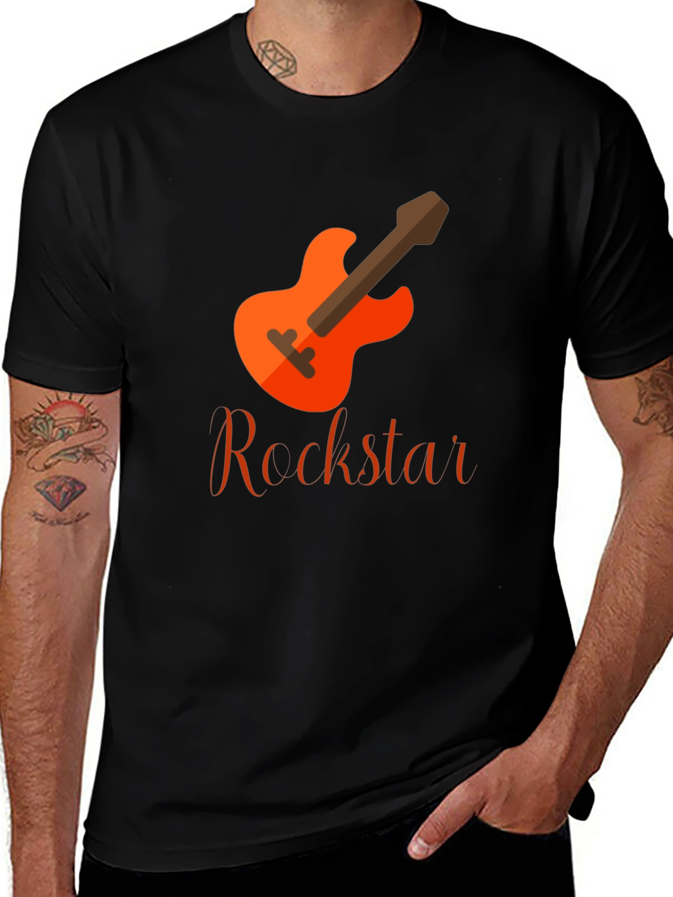 Rockstar Guitar Graphic T-Shirt - Mens Black Tee
