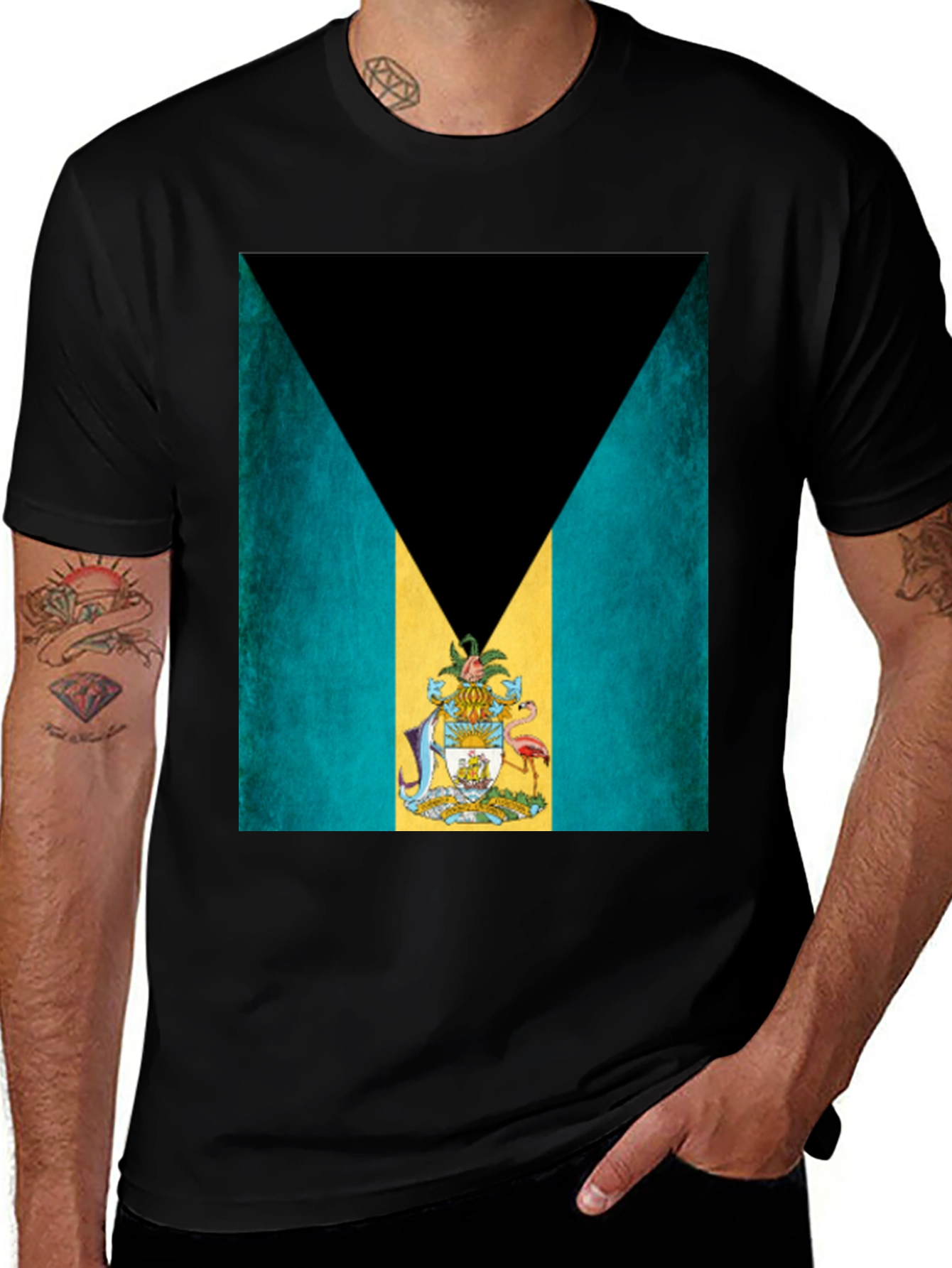 Bahamas Flag Graphic Tee - Black T-Shirt