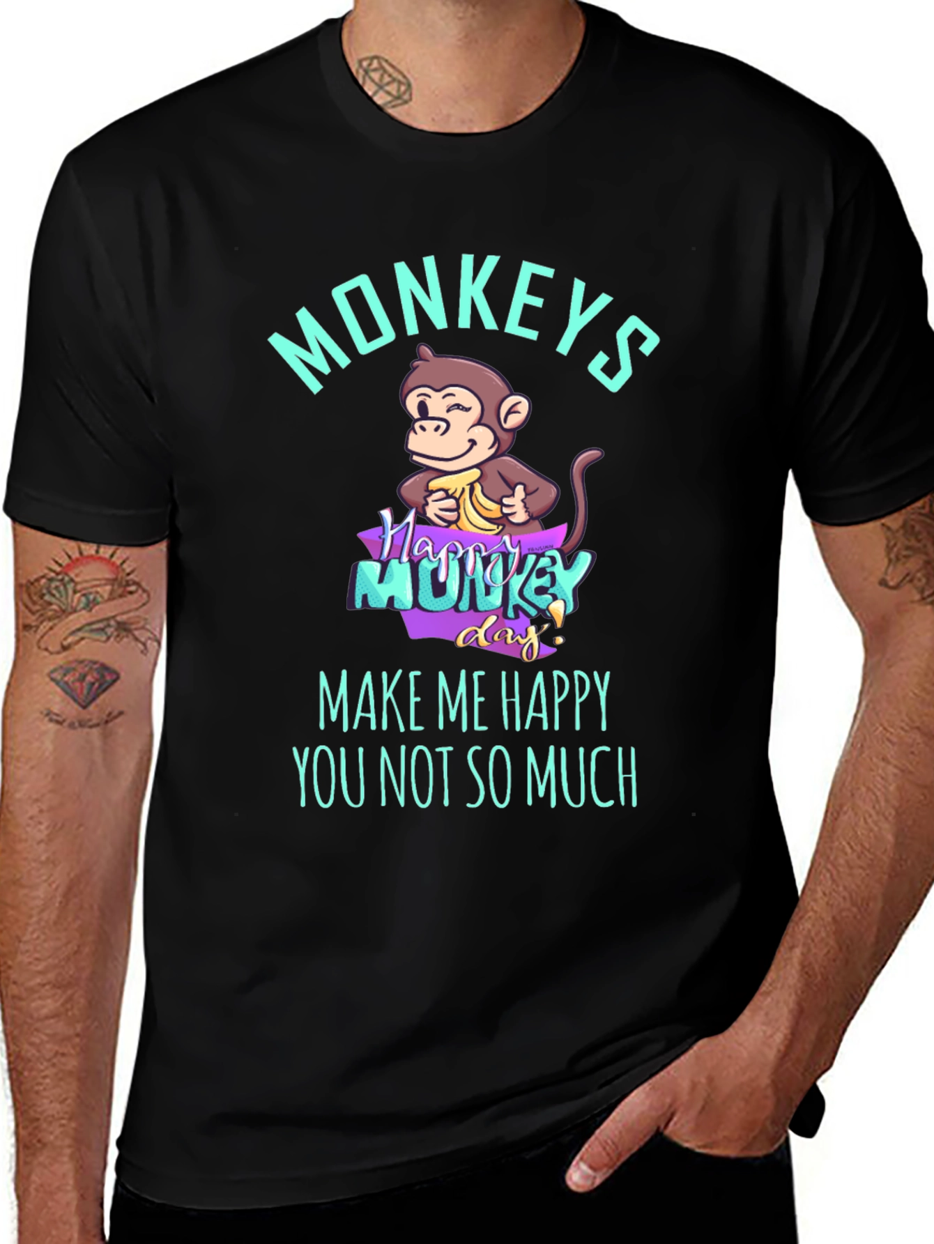 Variant 4 of Funny Monkey Graphic T-Shirt - Make Me Happy Tee