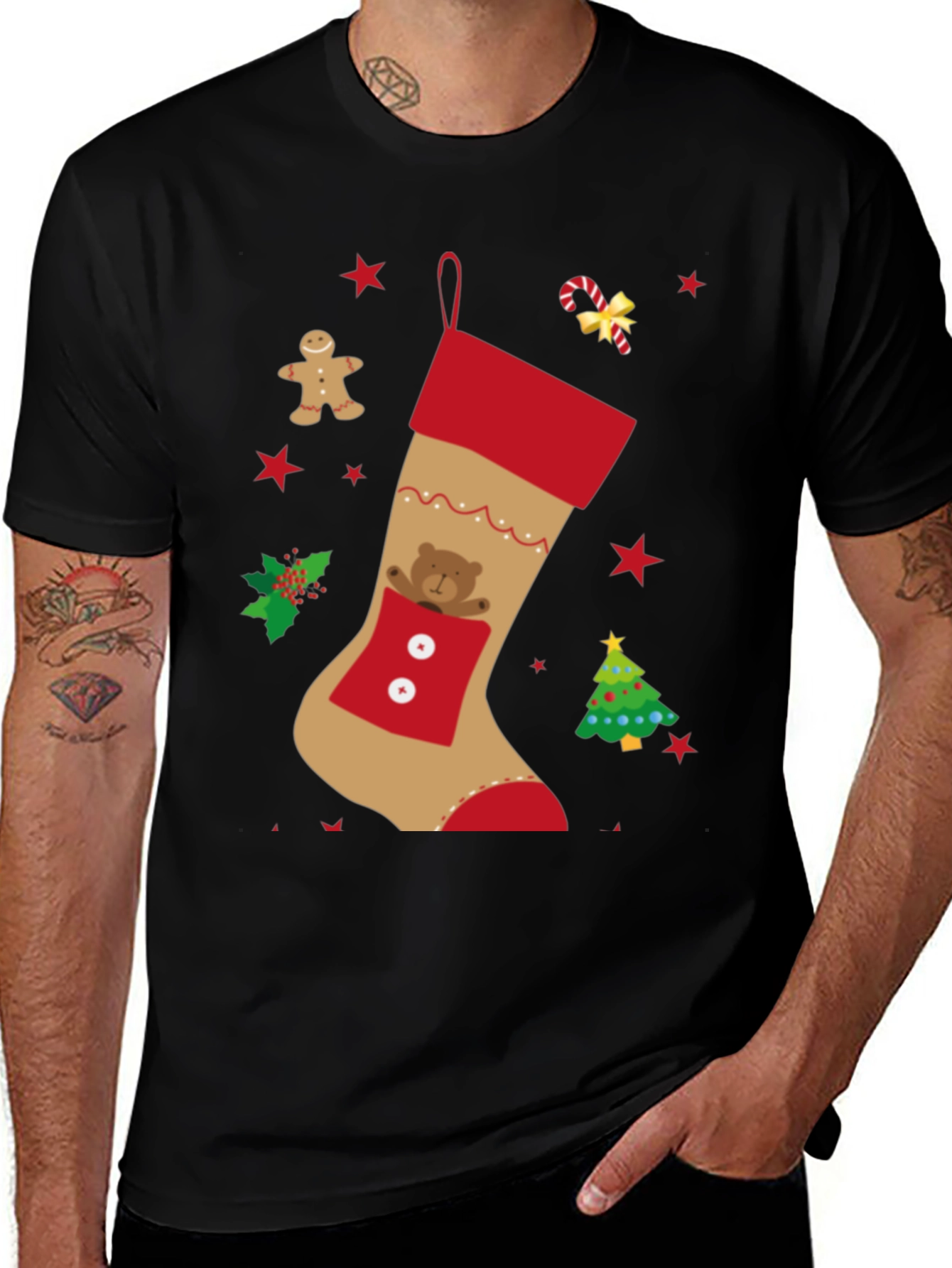Festive Christmas Stocking Graphic Tee