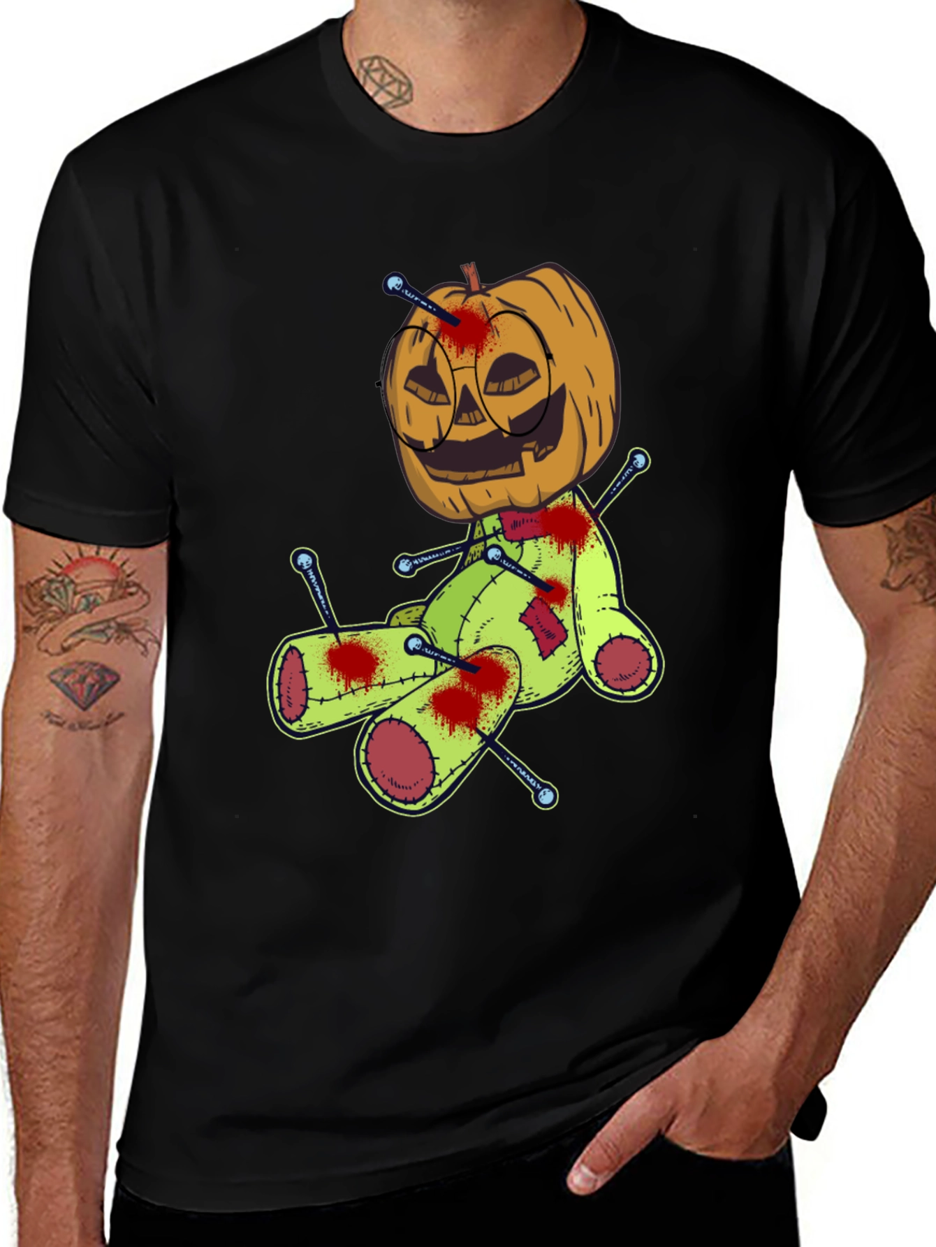 Halloween Pumpkin Voodoo Doll Graphic Tee