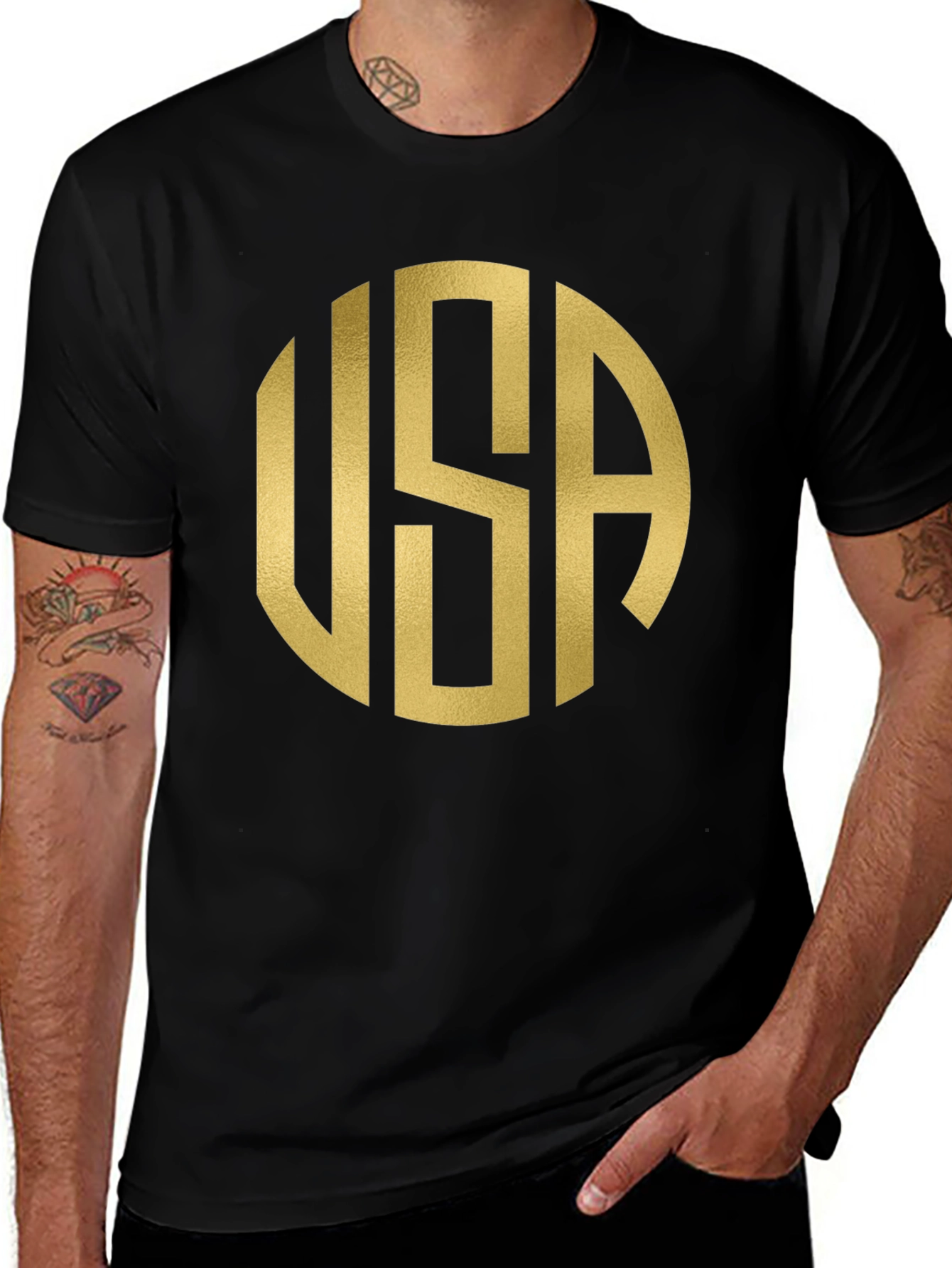 Variant 25 of USA Circle Graphic T-Shirt - Black