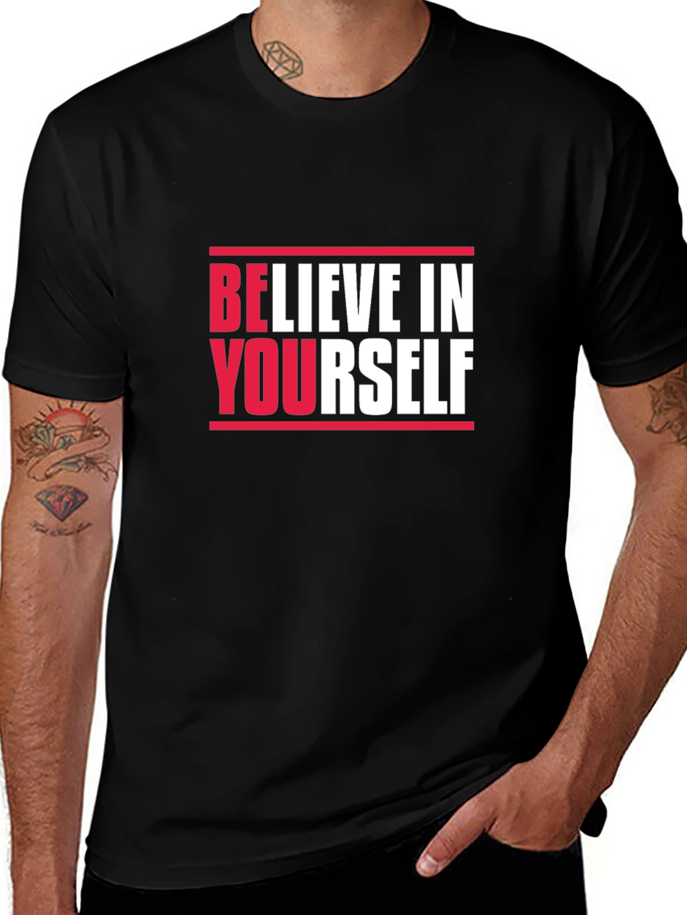 Variant 30 of Believe In Yourself Graphic Tee - Black