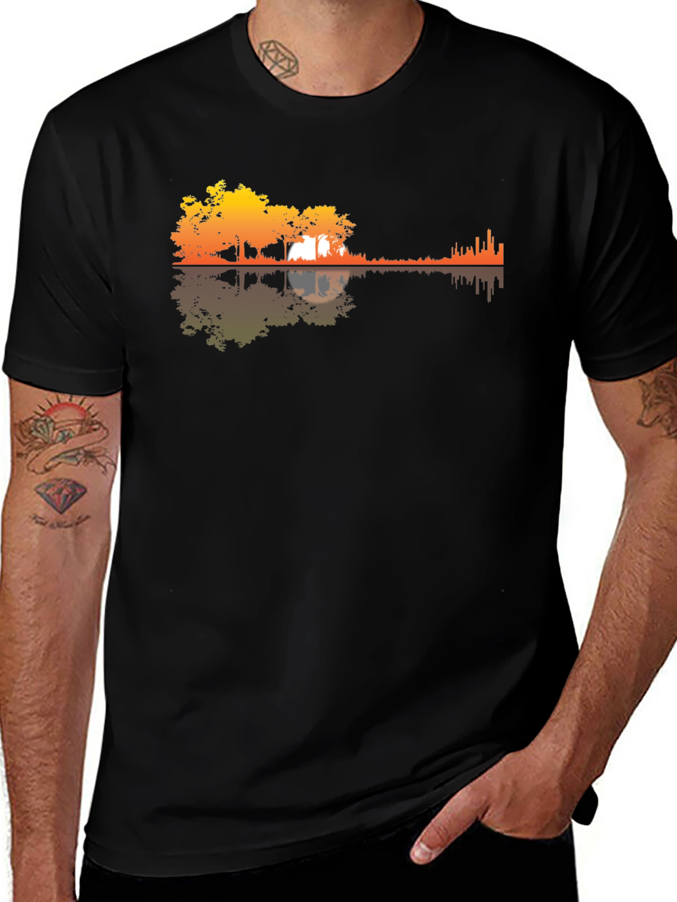 Variant 26 of Sunset Guitar Tree T-Shirt
