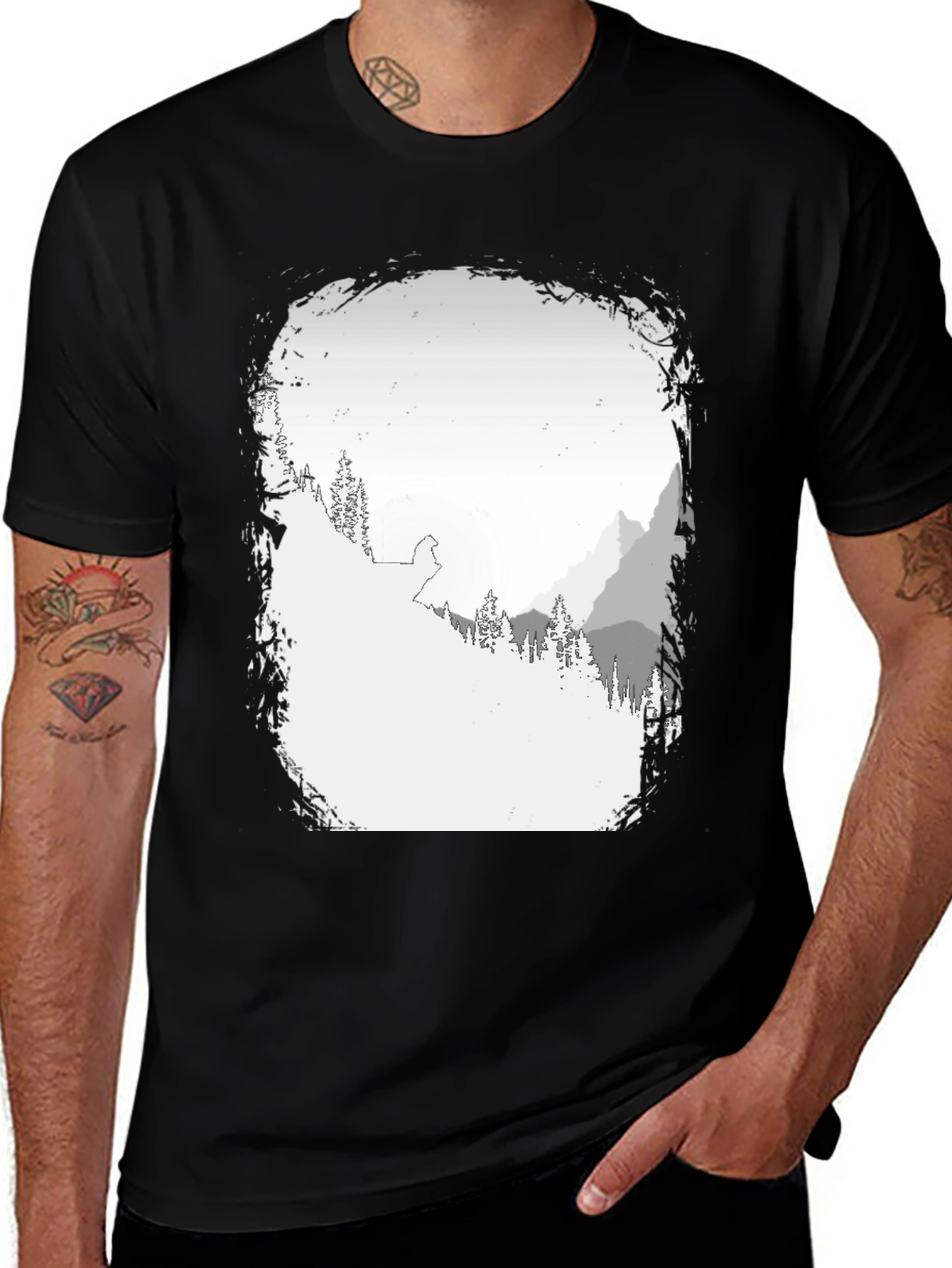 Variant 26 of Mountain Graphic Black T-Shirt
