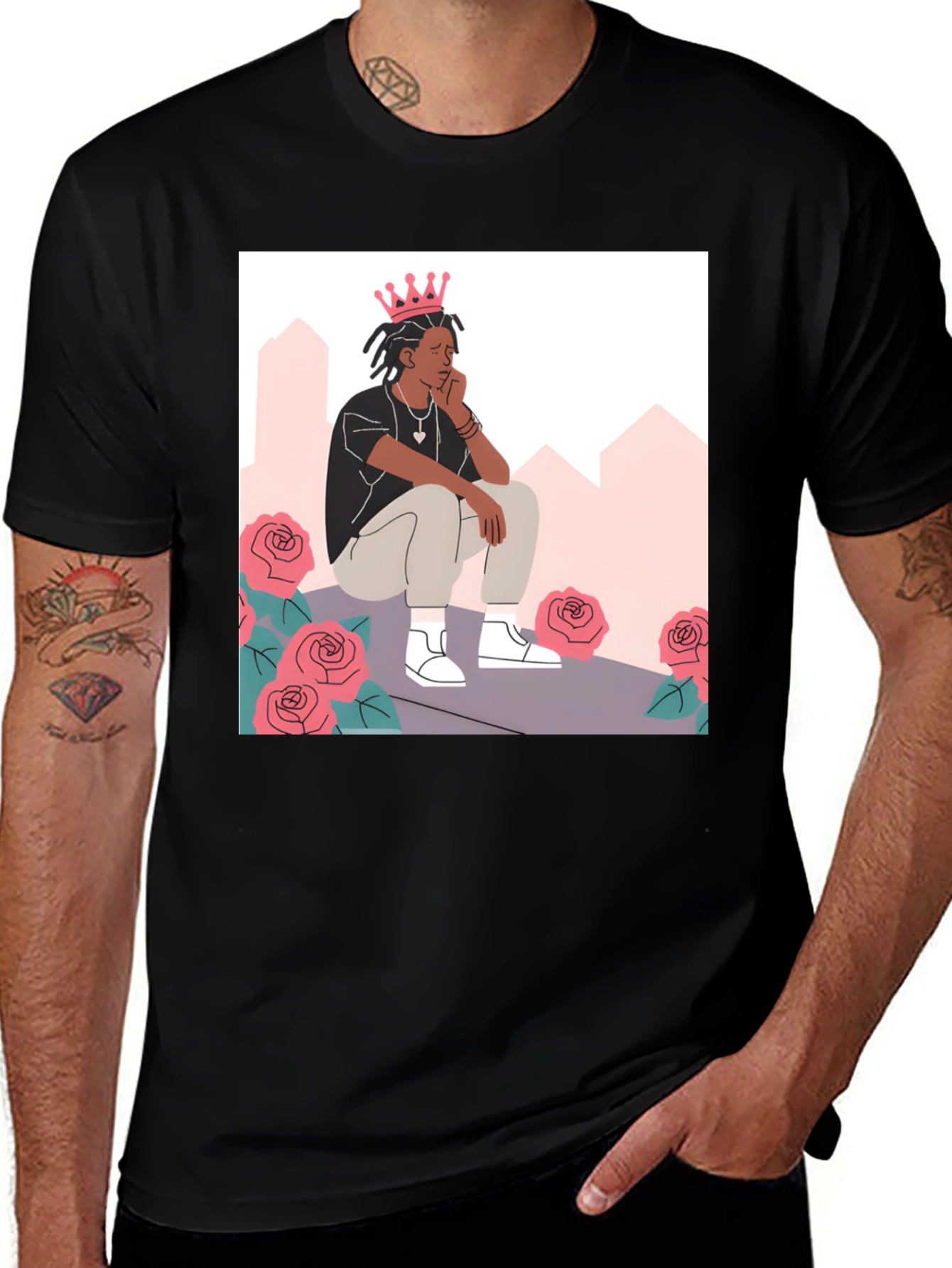 Variant 7 of Graphic Tee - King with Roses