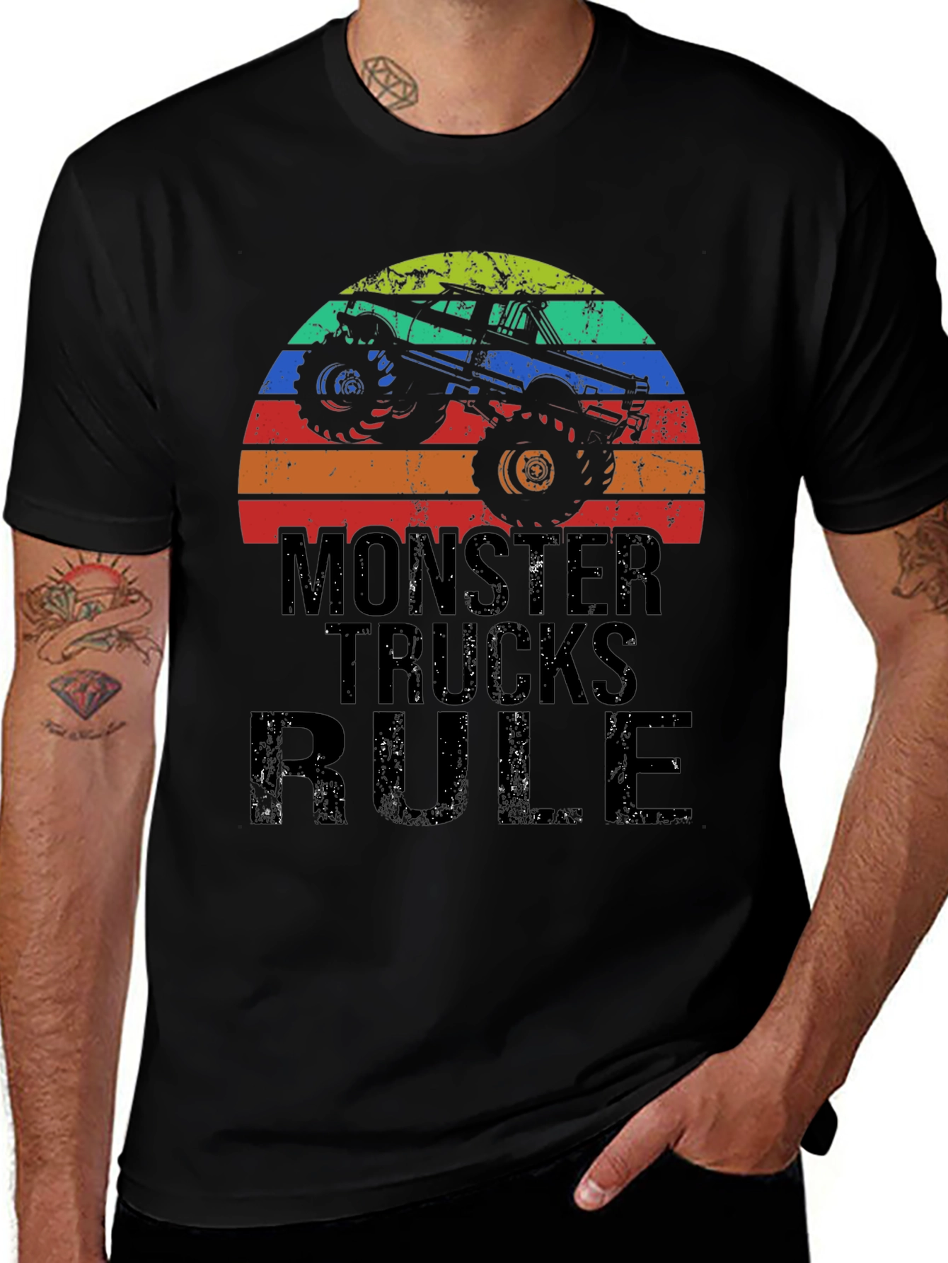 Variant 6 of Monster Trucks Rule Graphic Tee - Black