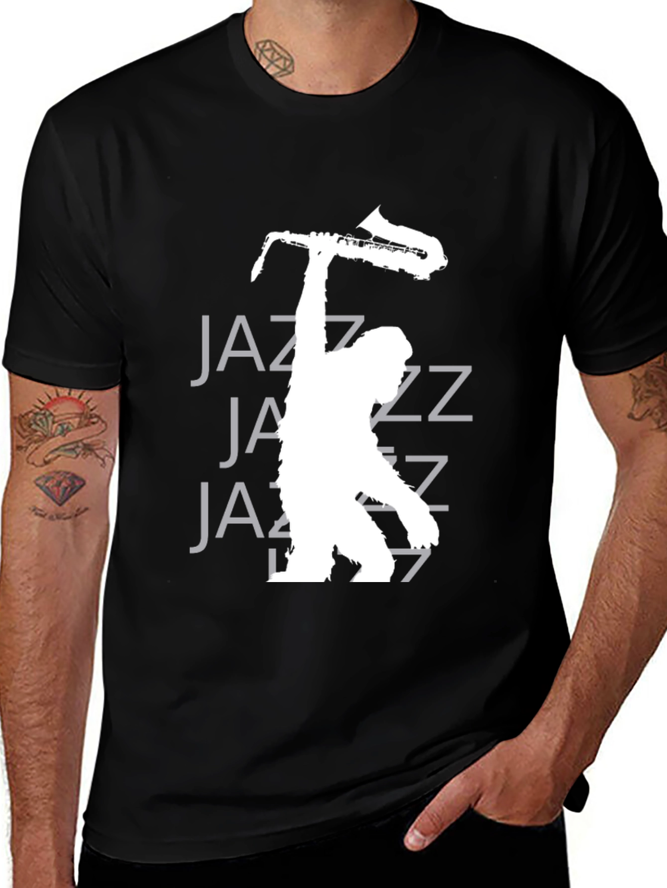 Variant 23 of Cool Jazz Musician Graphic T-Shirt - Black
