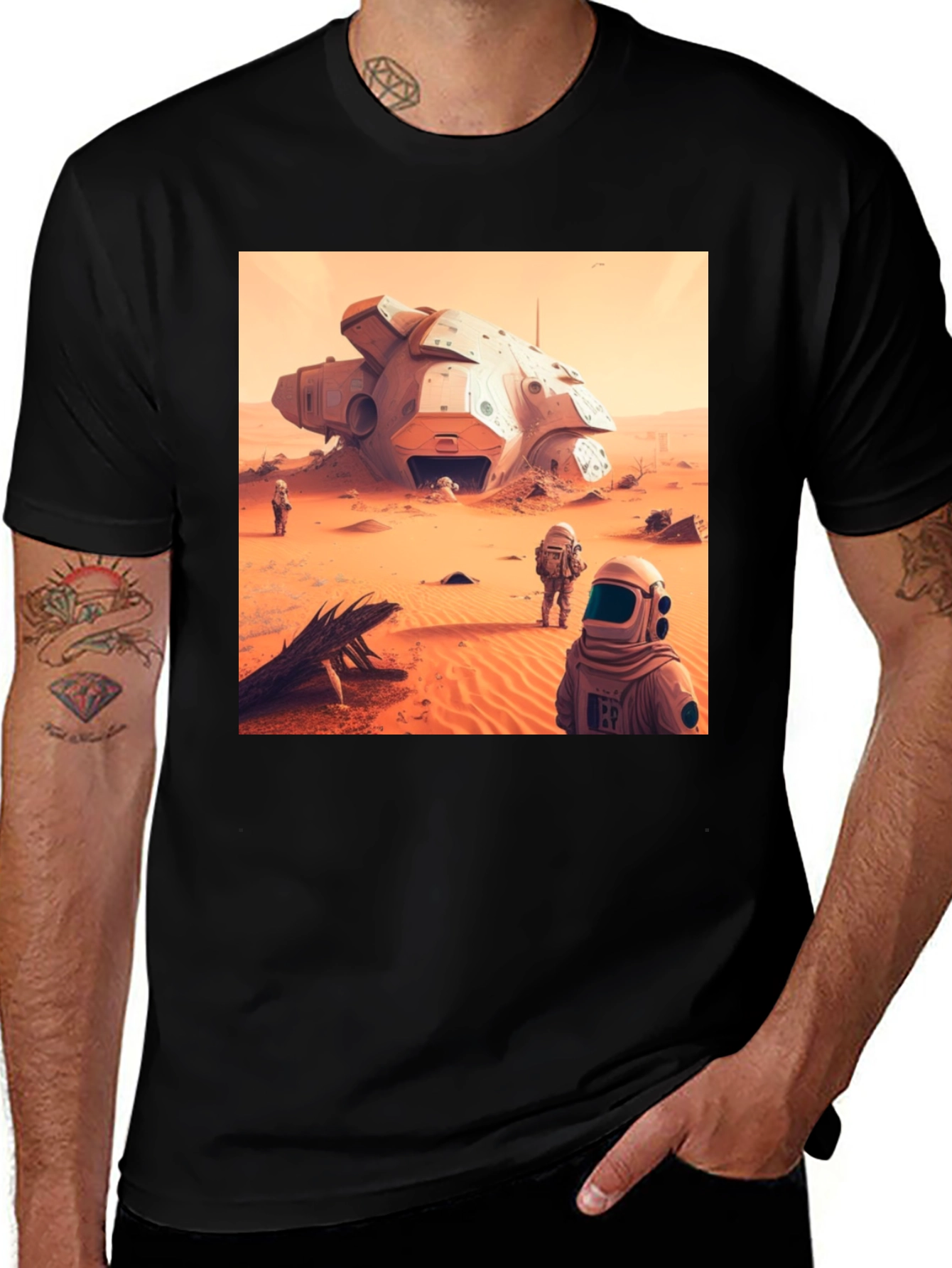 Astronauts on Mars Graphic Tee - Sci-Fi T-Shirt