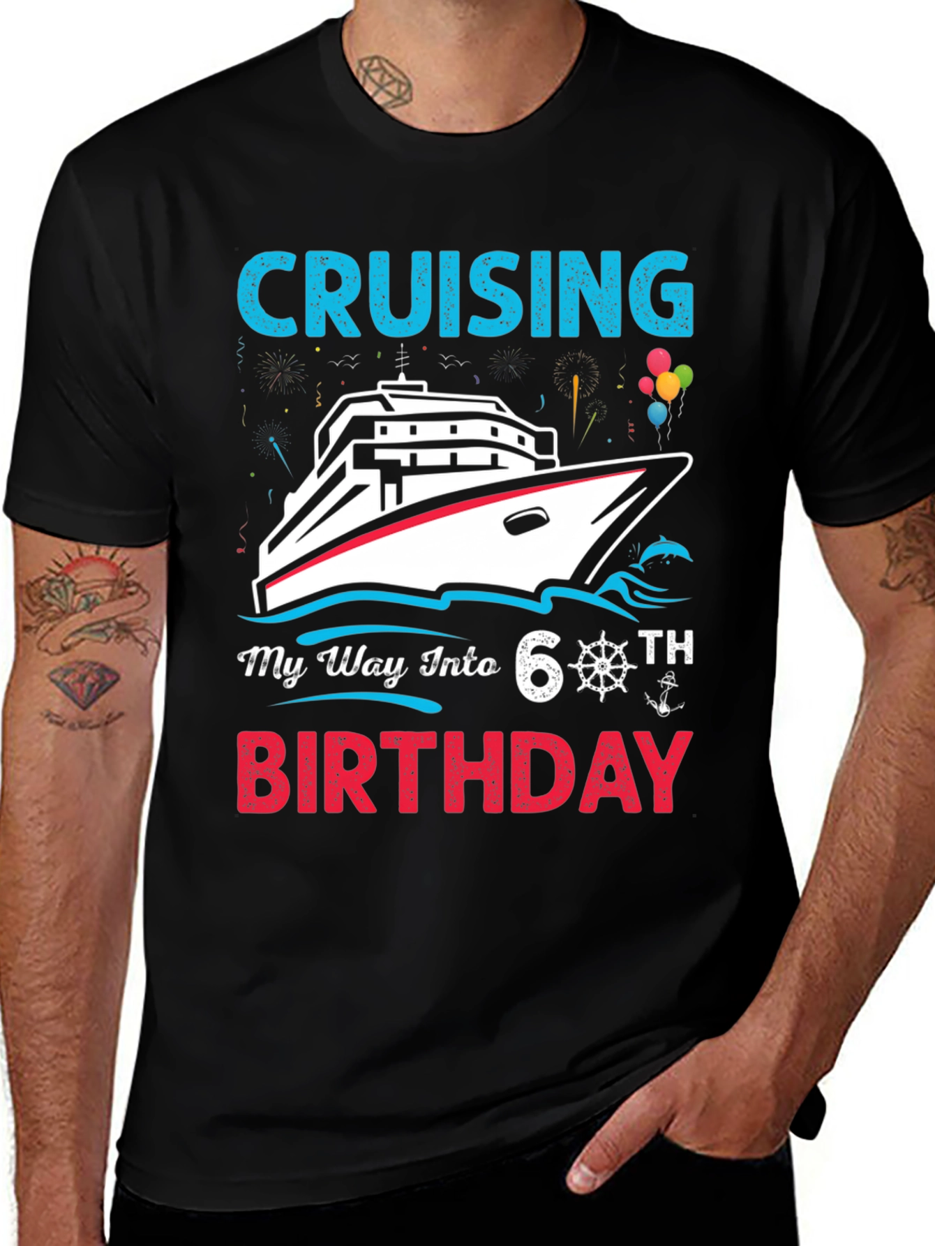 Variant 24 of Cruising into 60th Birthday T-Shirt - Cruise Ship Party Tee