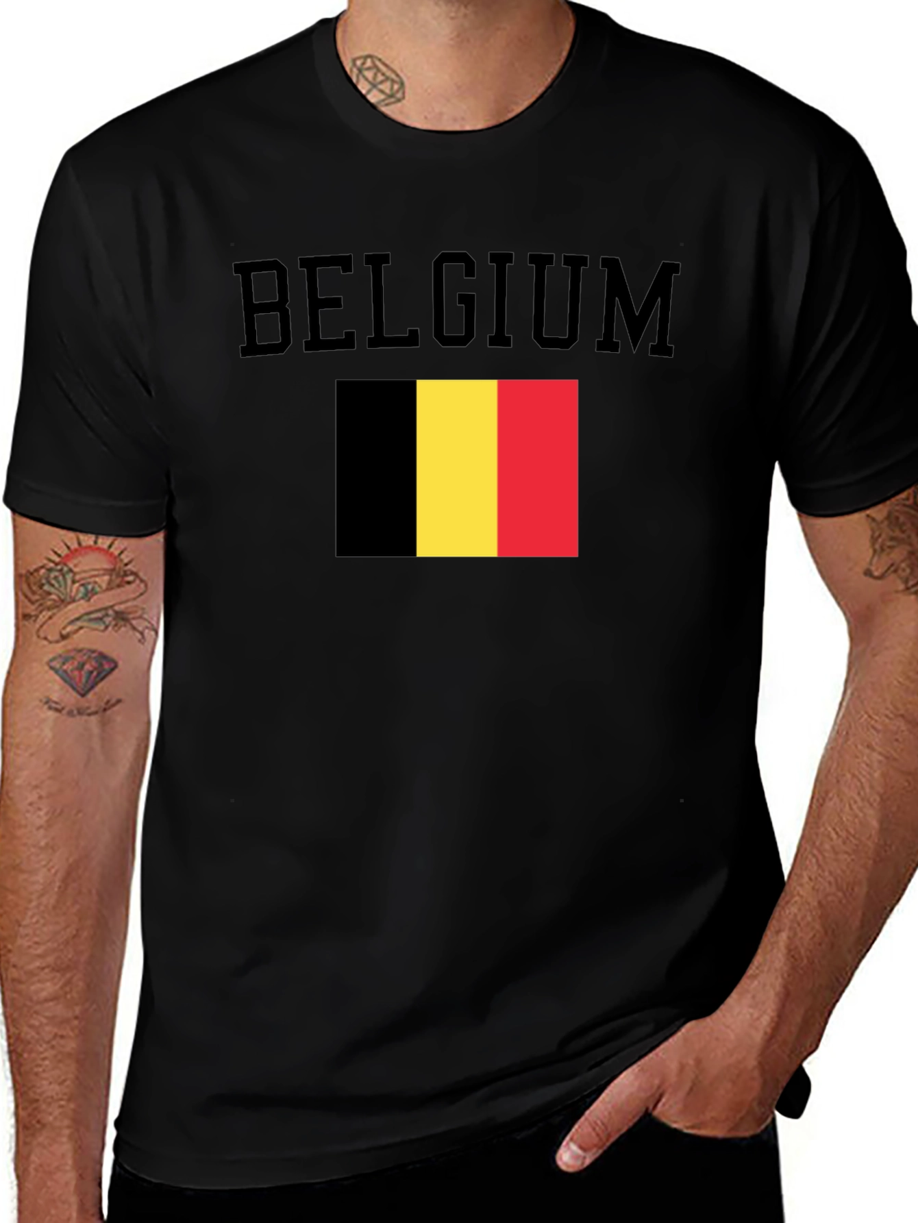 Belgium Flag Graphic Black T-Shirt