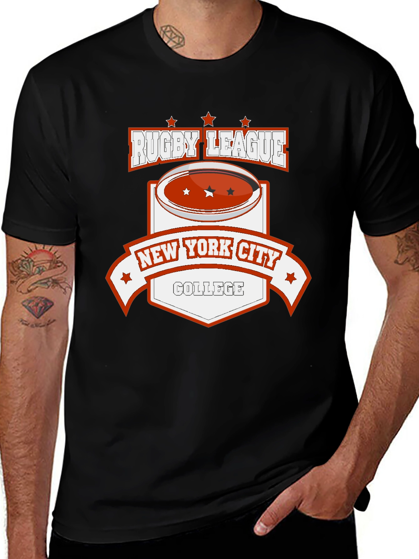 Variant 7 of Rugby League New York City College Black T-Shirt