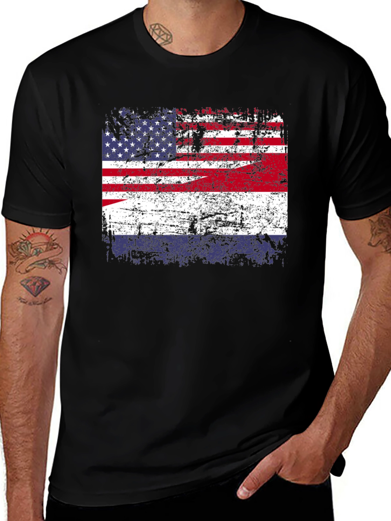 Distressed American Flag Graphic T-Shirt