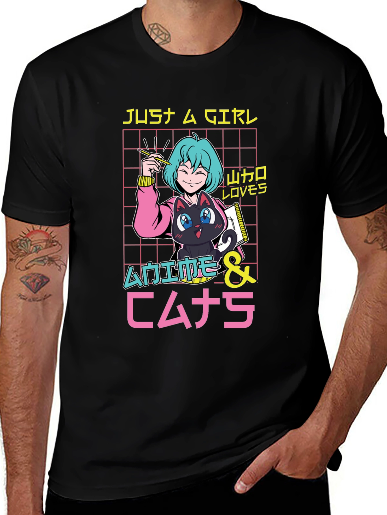 Variant 9 of Anime Lover Girl's Black T-Shirt