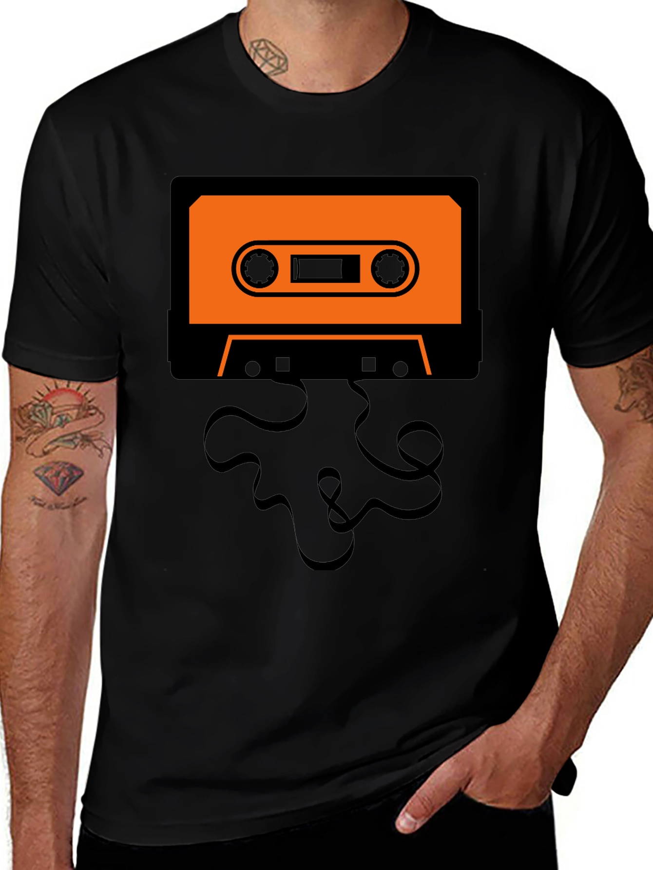 Variant 6 of Retro Cassette Tape Graphic T-Shirt - Black