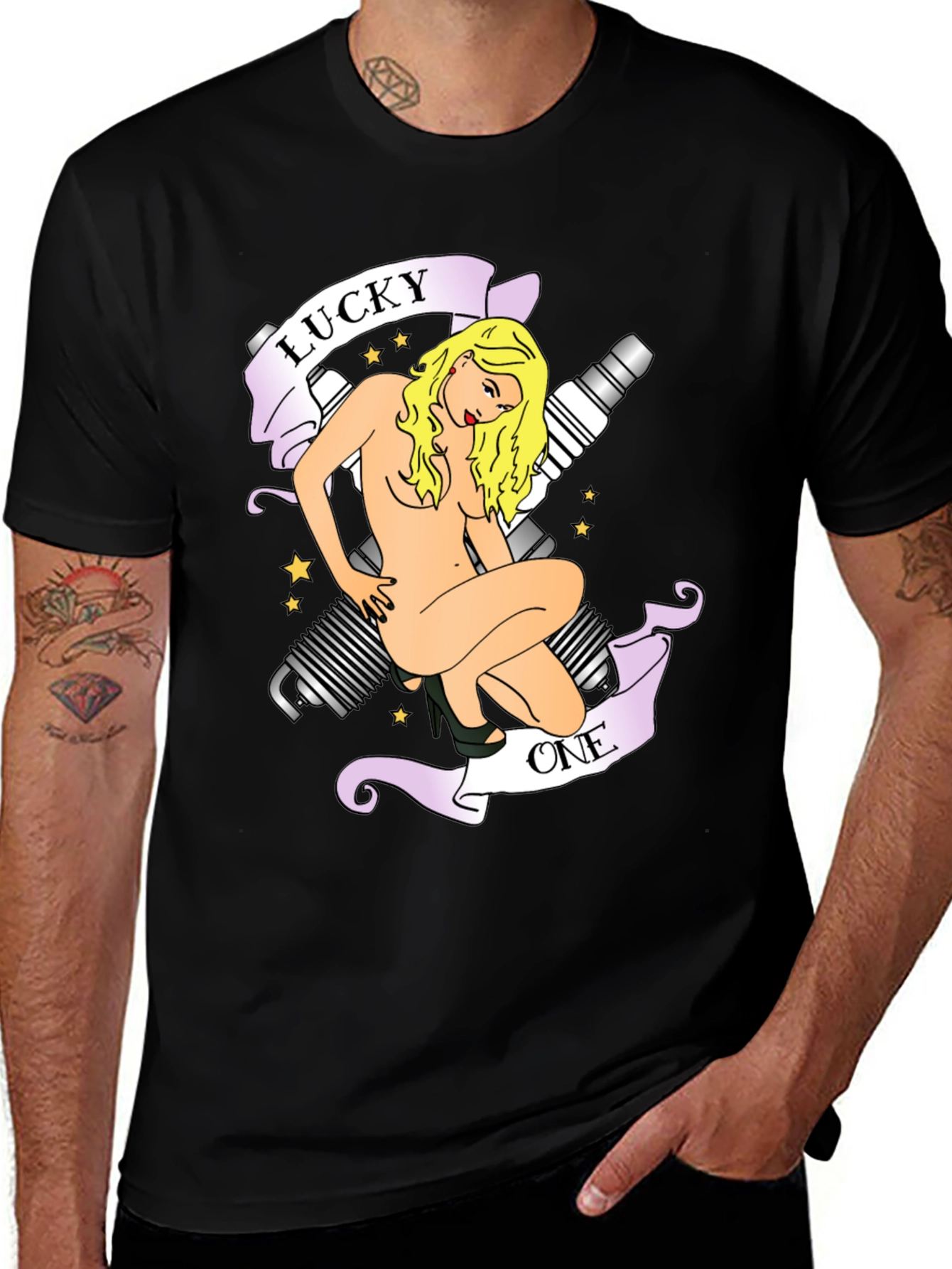 Variant 16 of Lucky One Graphic Tee - Black