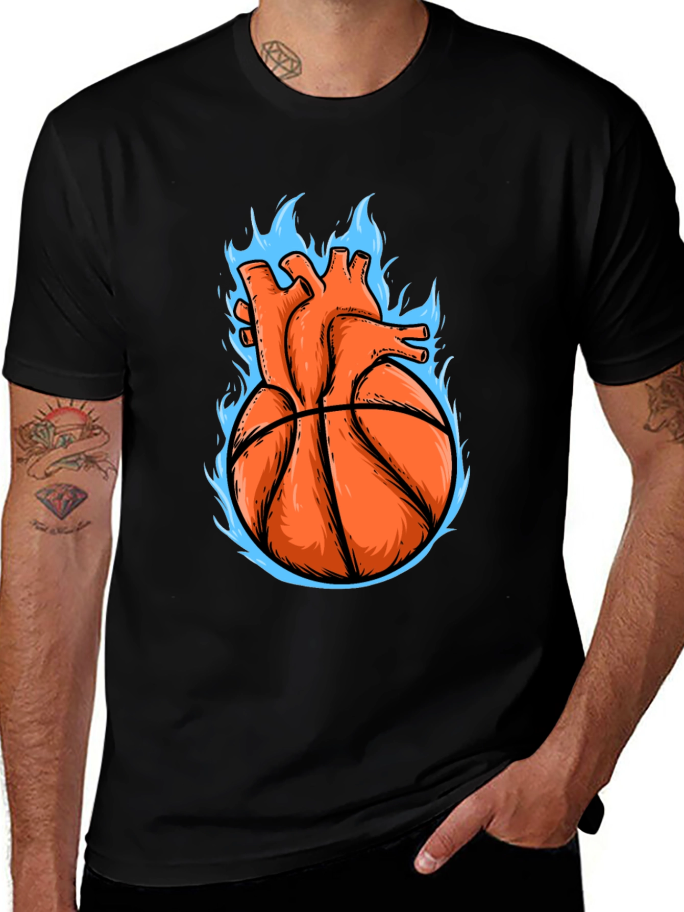 Variant 8 of Heart on Fire Basketball Graphic Tee