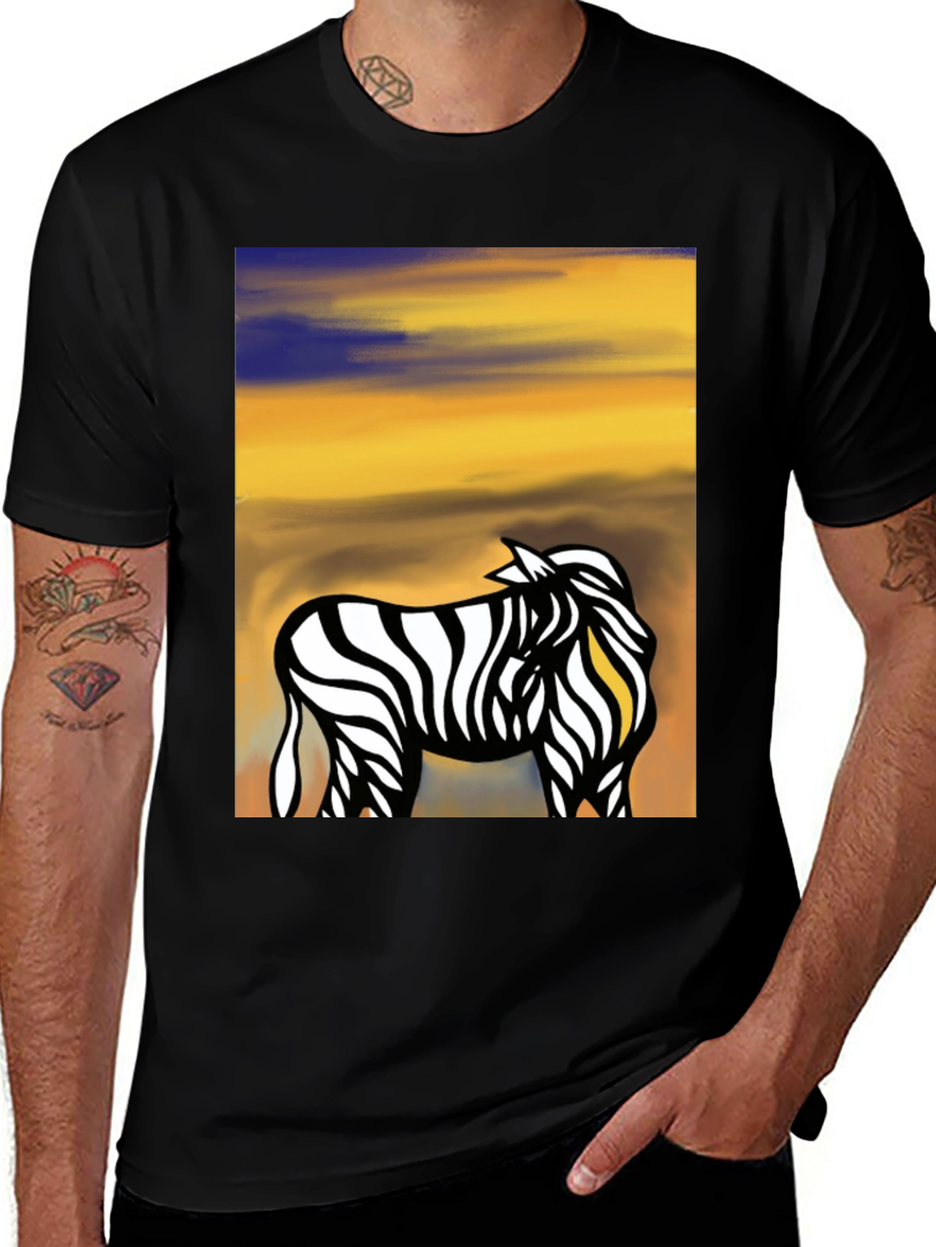 Variant 5 of Zebra Graphic Tee - Modern Art Style
