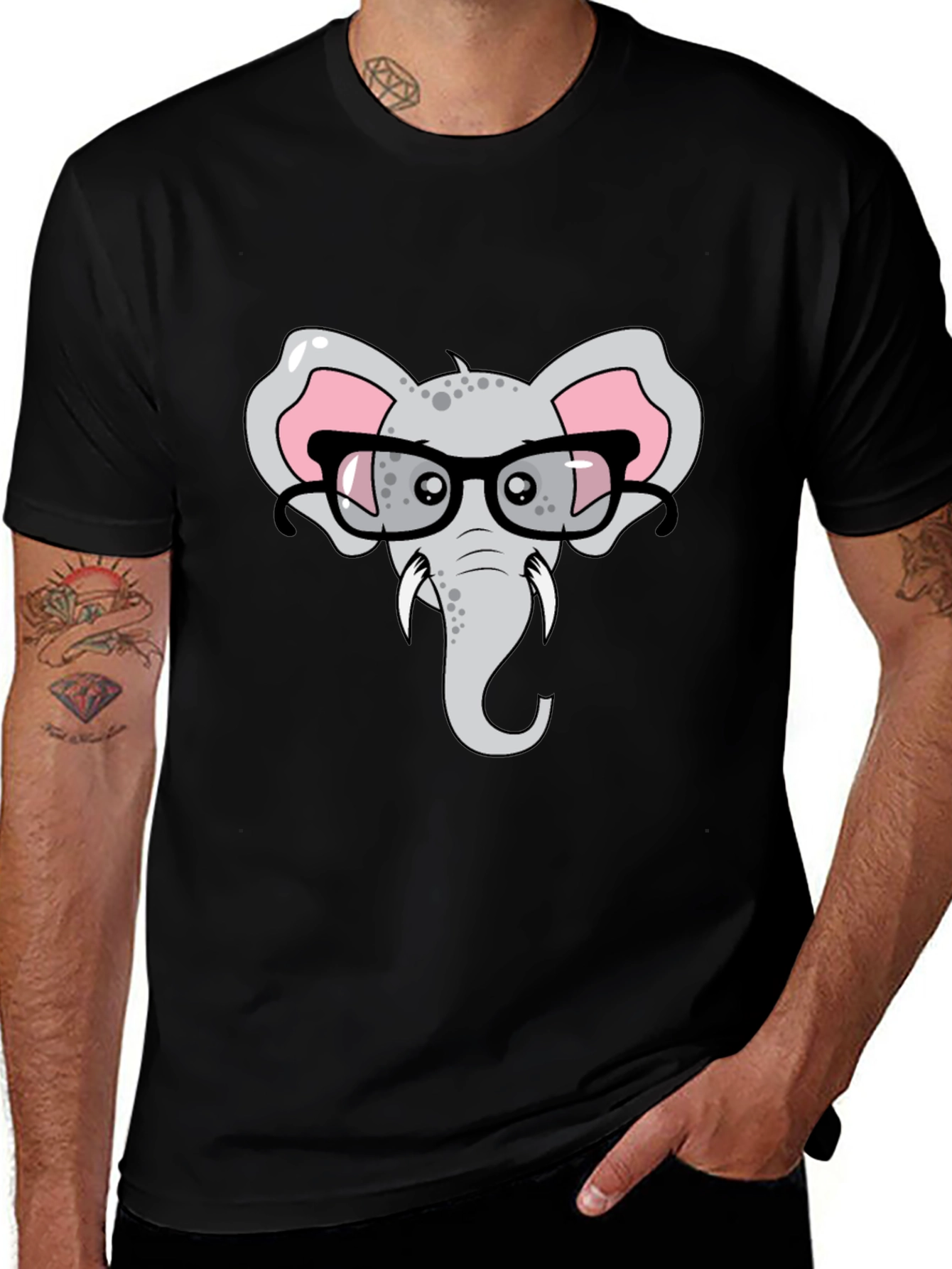 Variant 8 of Elephant with Glasses Graphic T-Shirt