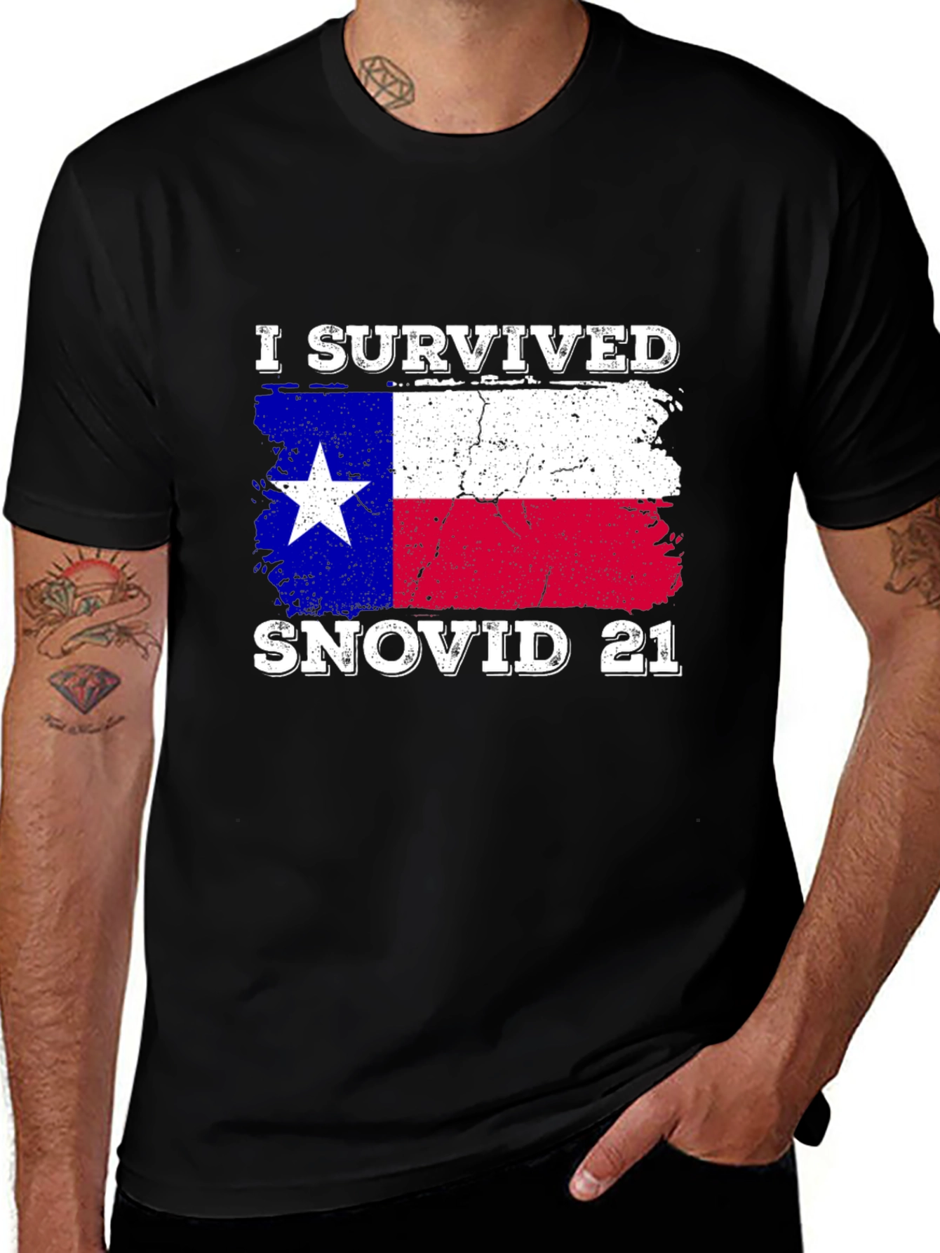 I Survived Snovid 21 Texas Flag T-Shirt