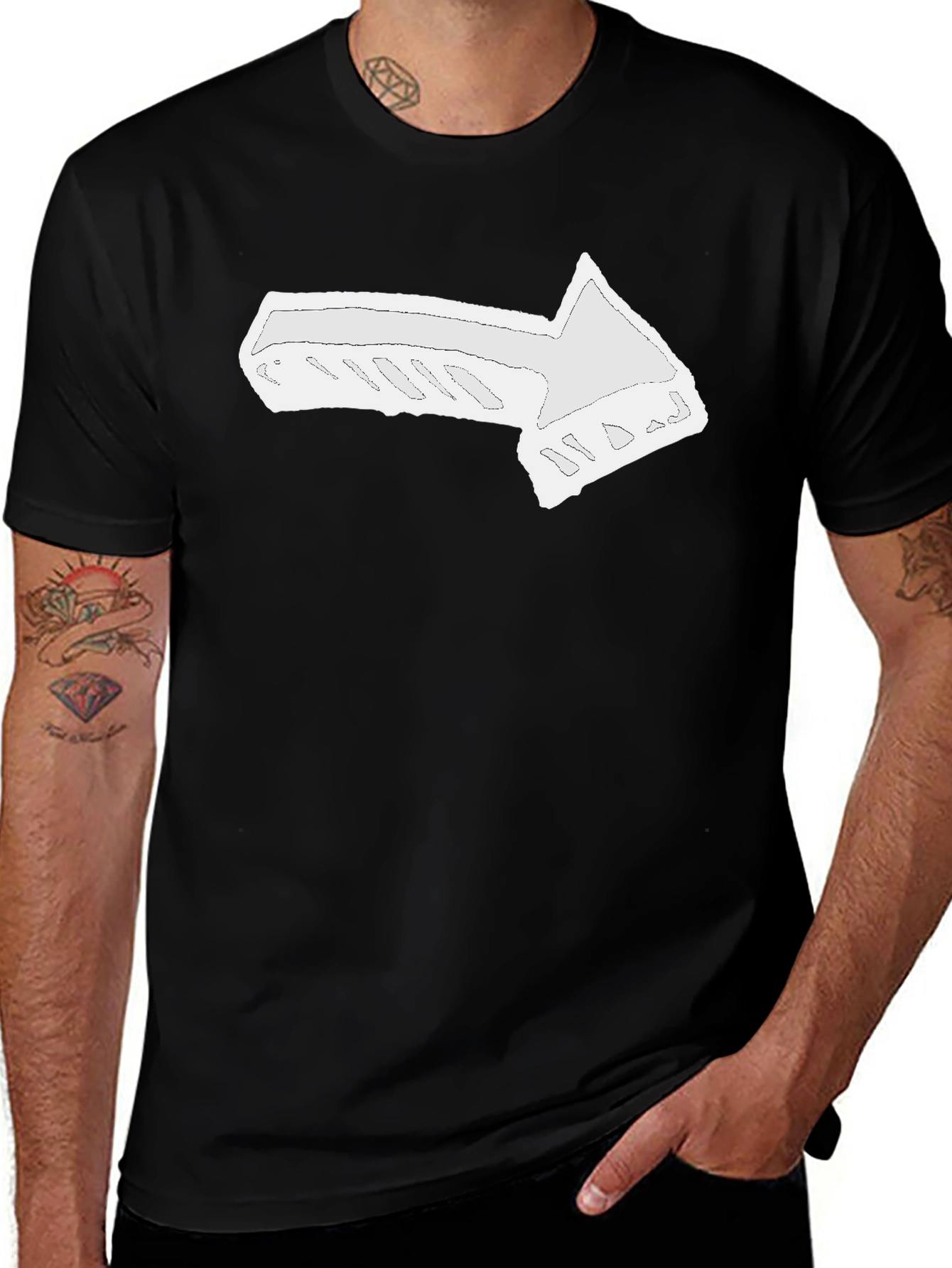 Variant 24 of Arrow Graphic Tee - Black Cotton T-Shirt