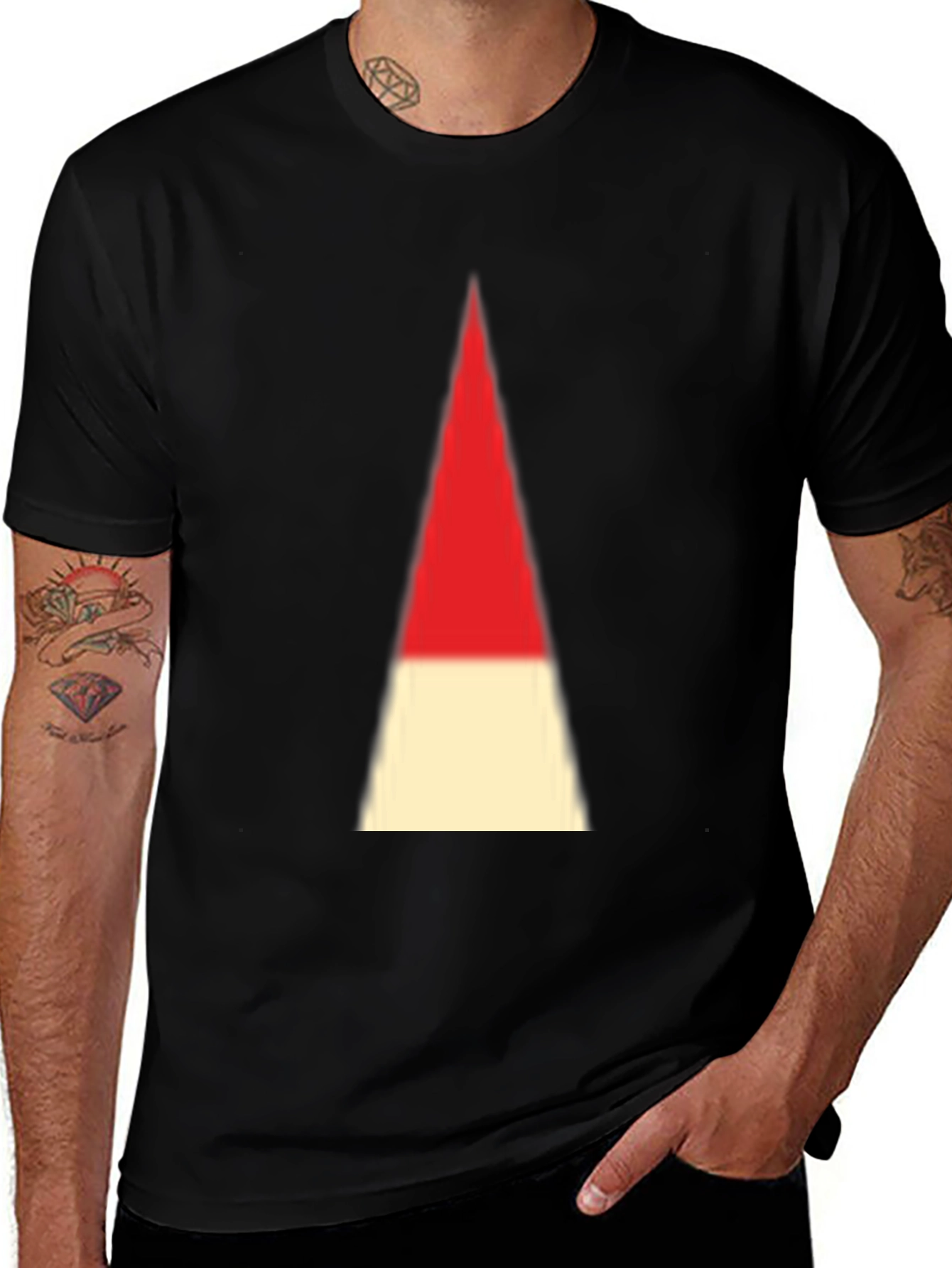 Variant 11 of Bold Graphic Tee - Red & Cream Cone Design