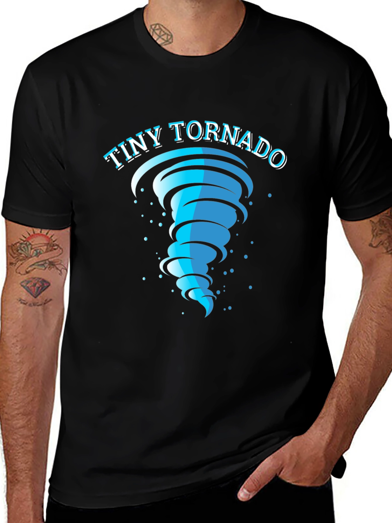 Variant 7 of Tiny Tornado Graphic Tee - Black Cotton T-Shirt