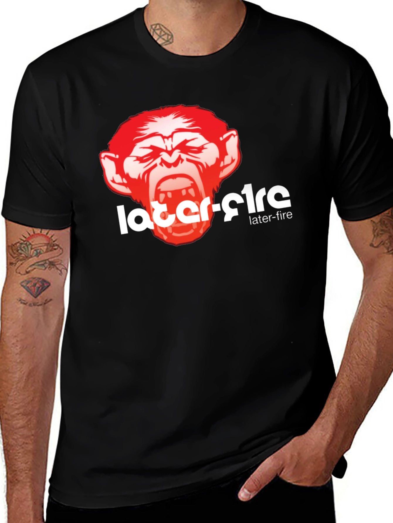 Black Later-Fire Graphic Tee - Bold Monkey Design main image