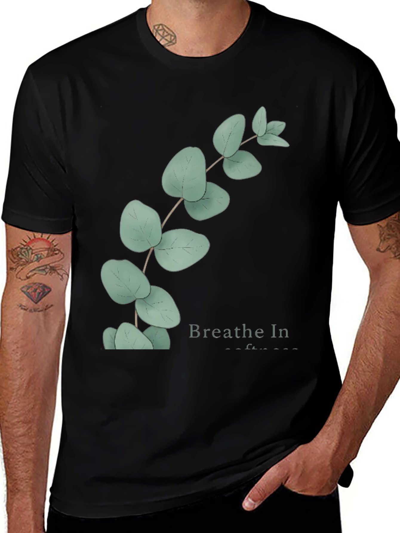 Variant 22 of Breathe In Eucalyptus Graphic Tee - Black