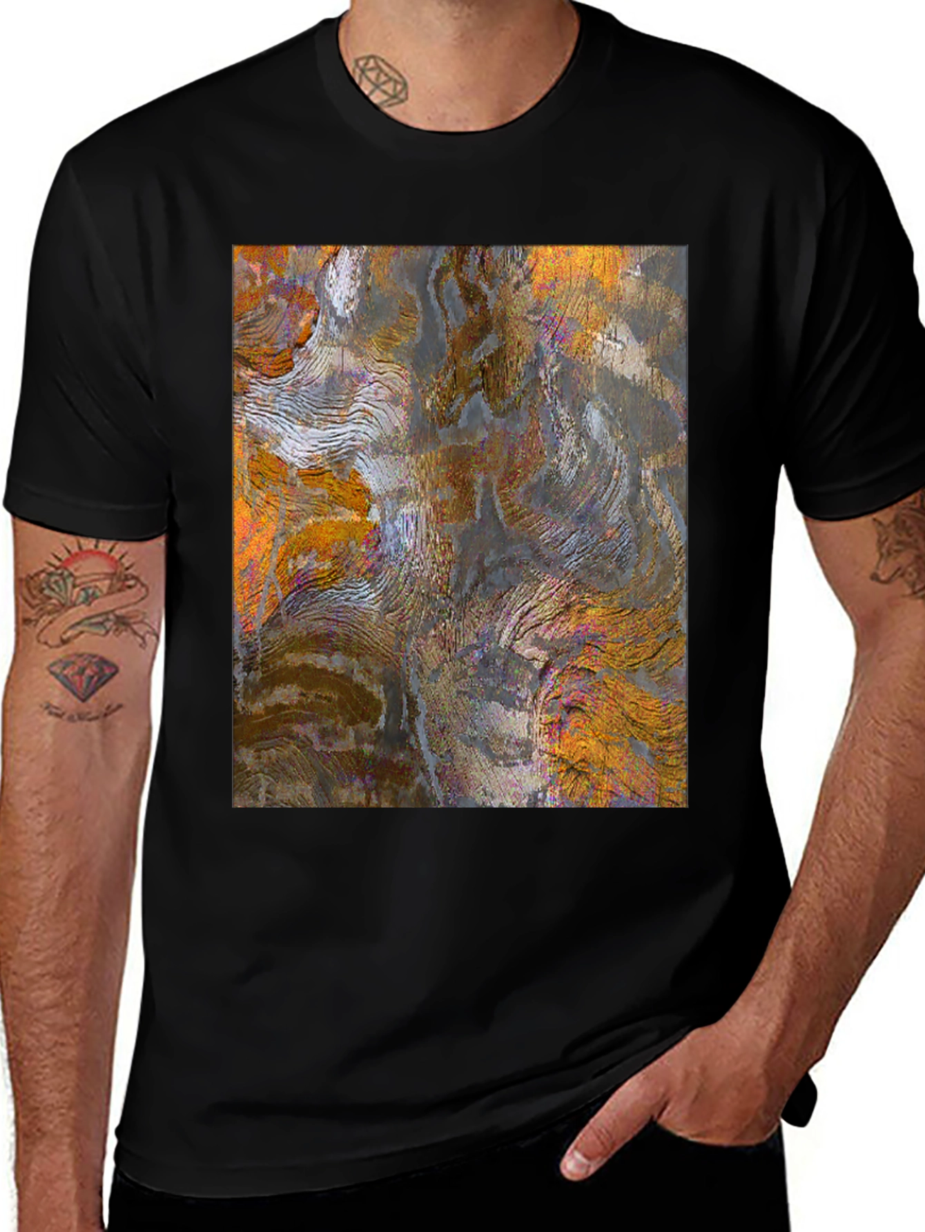 Variant 28 of Abstract Art Print Black Tee