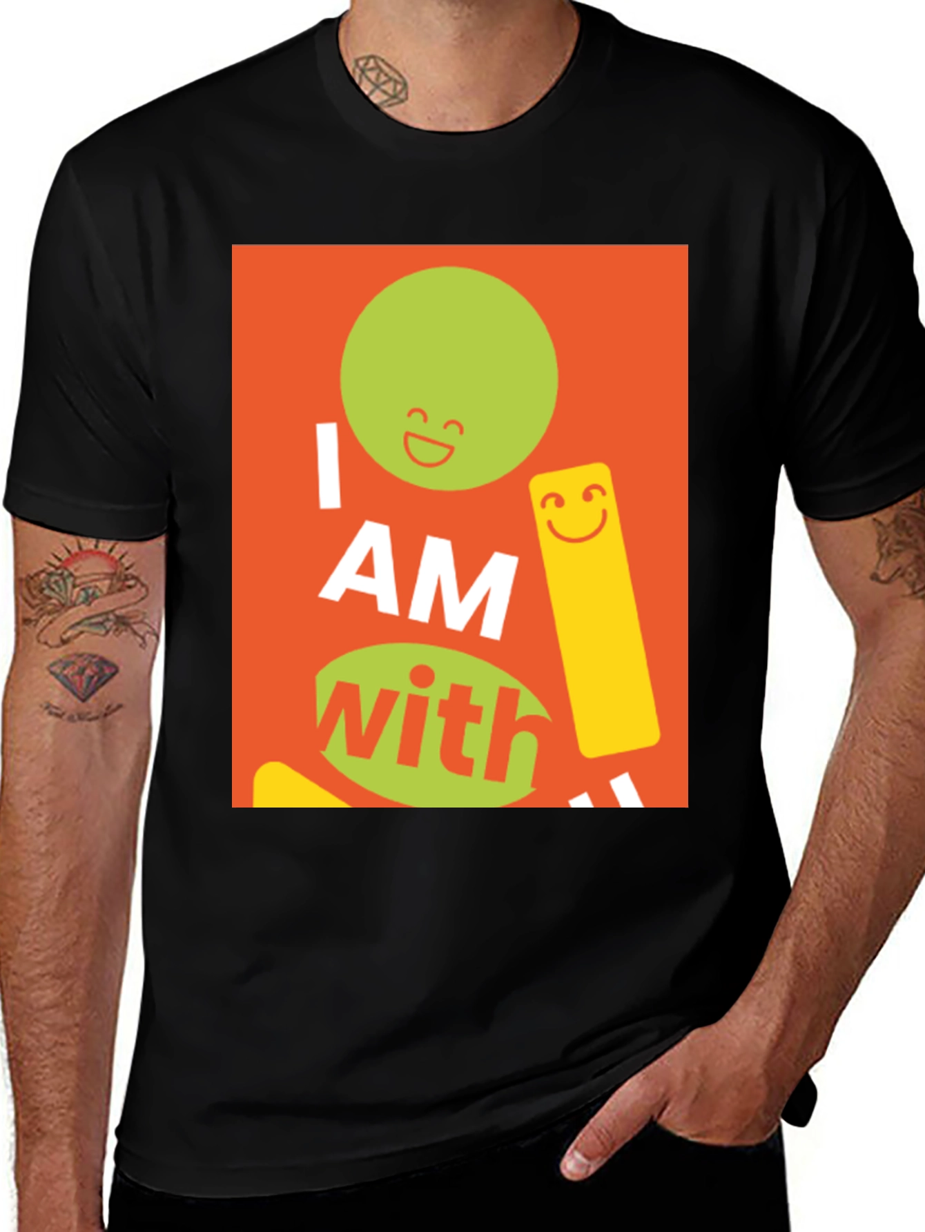 Black I AM With Smiley Graphic Tee main image