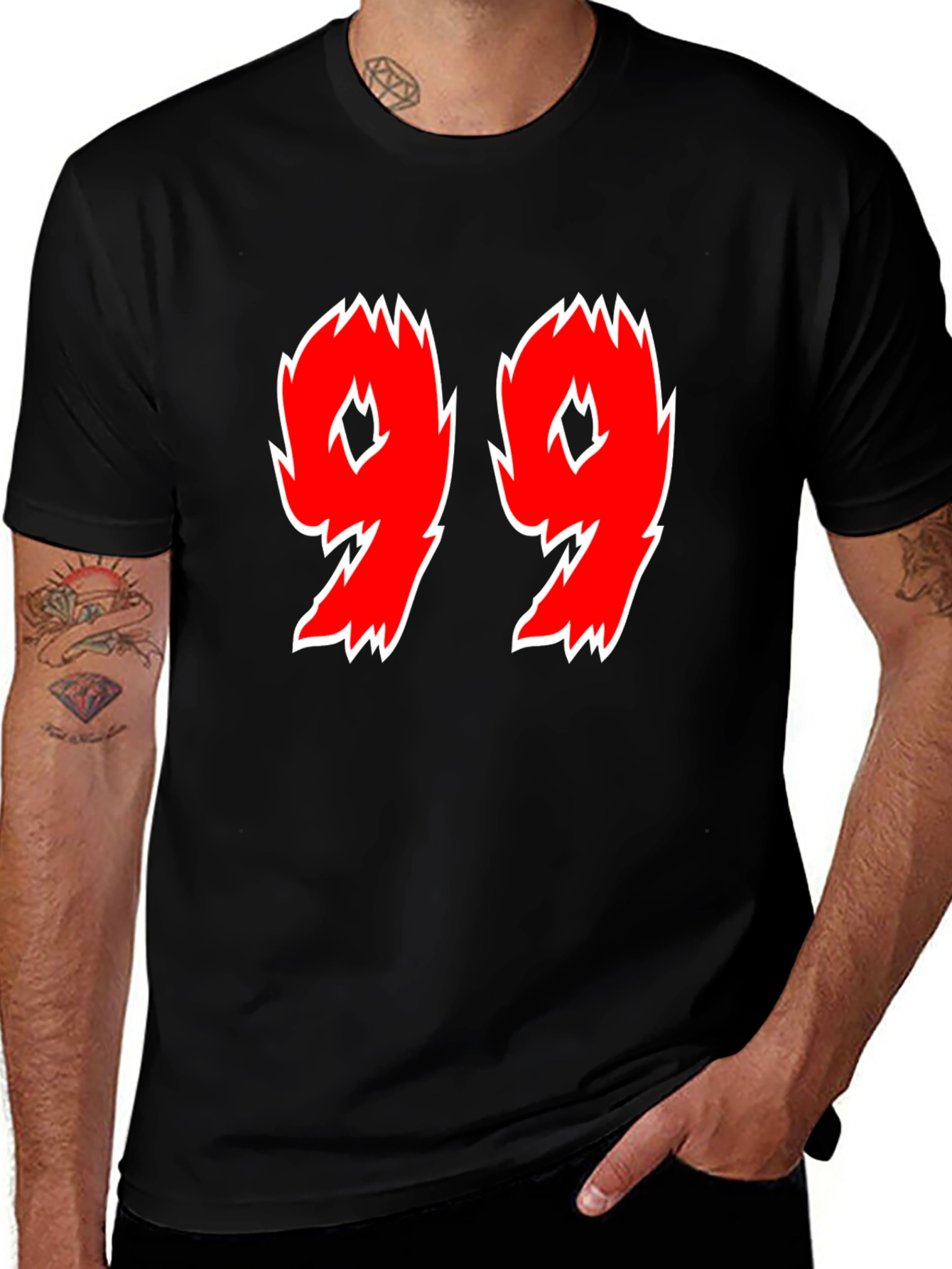 Variant 16 of Bold "99" Graphic Tee - Black Cotton Blend