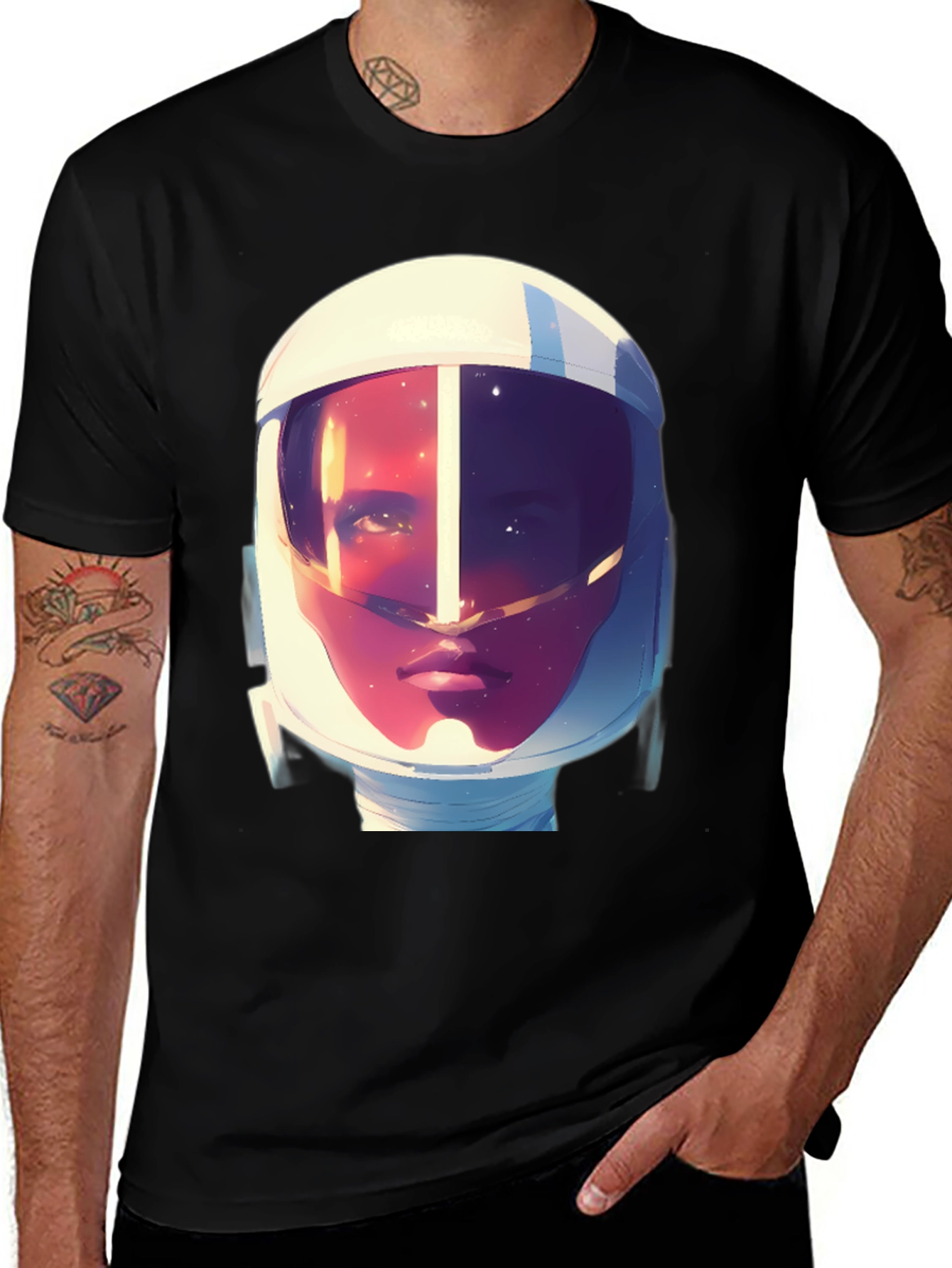 Variant 14 of Astronaut Graphic Print Tee - Stylish Crew Neck T-Shirt