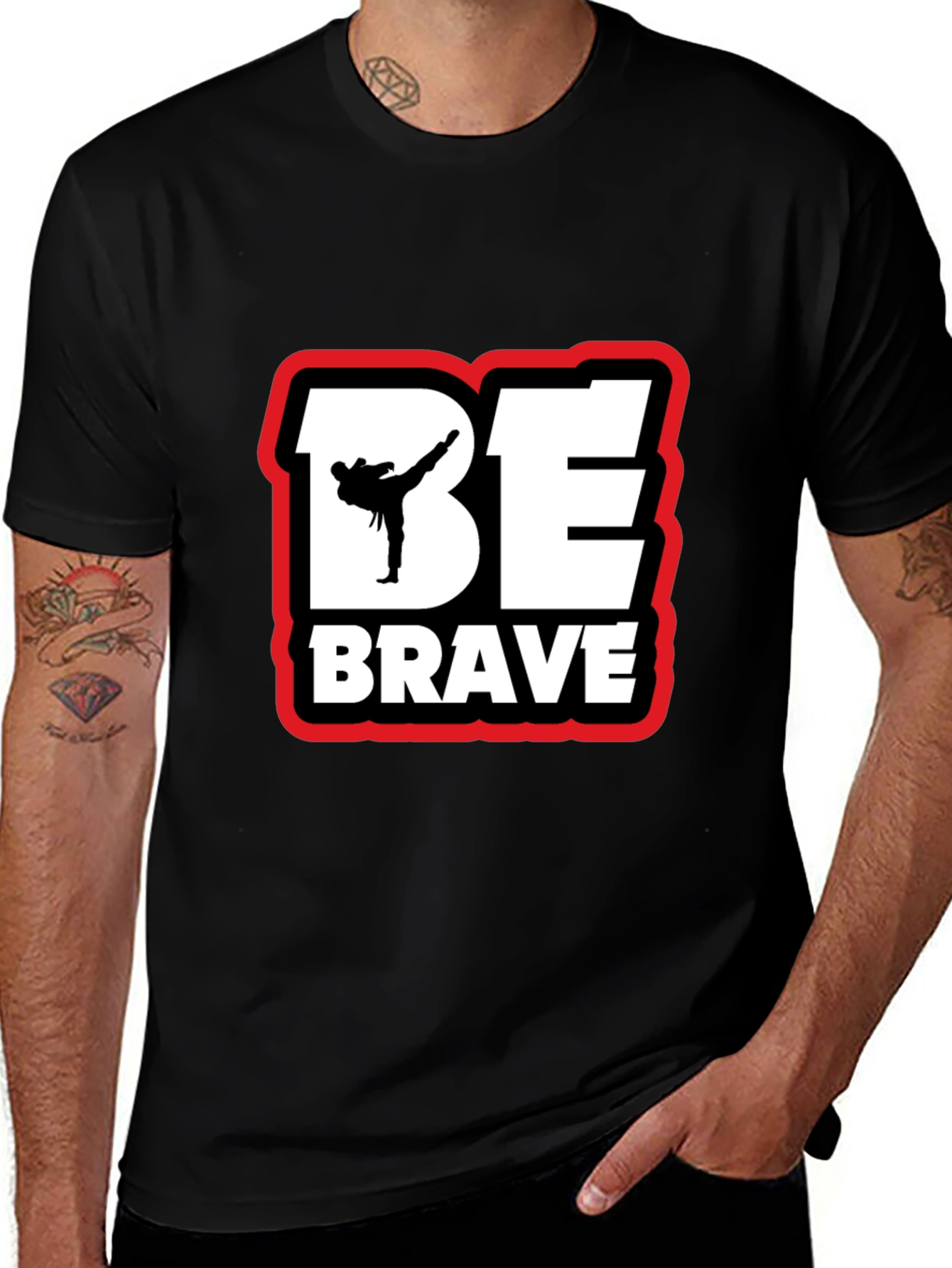 Be Brave Karate Graphic T-Shirt - Black