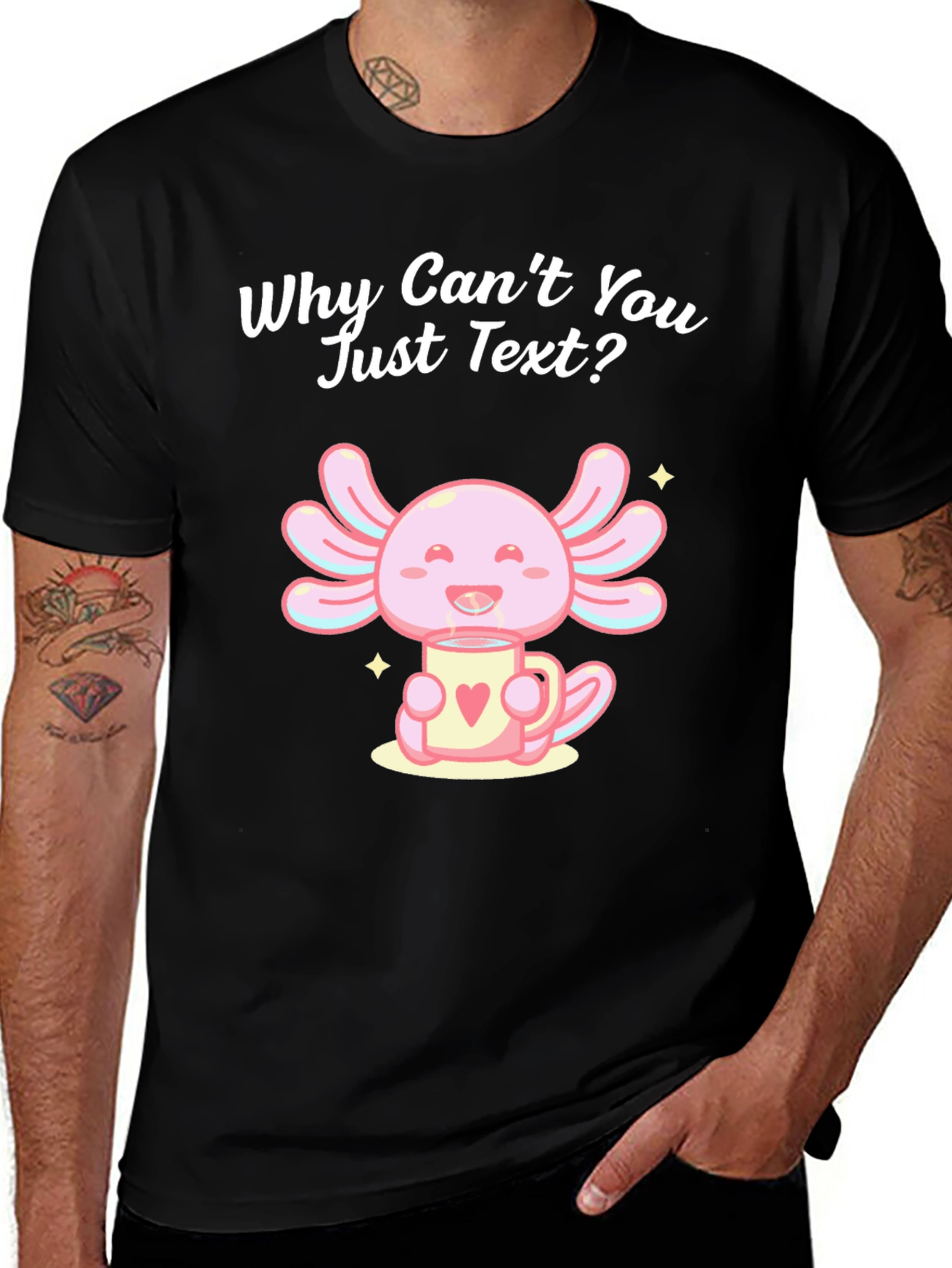 Variant 8 of Cute Axolotl Texting T-Shirt