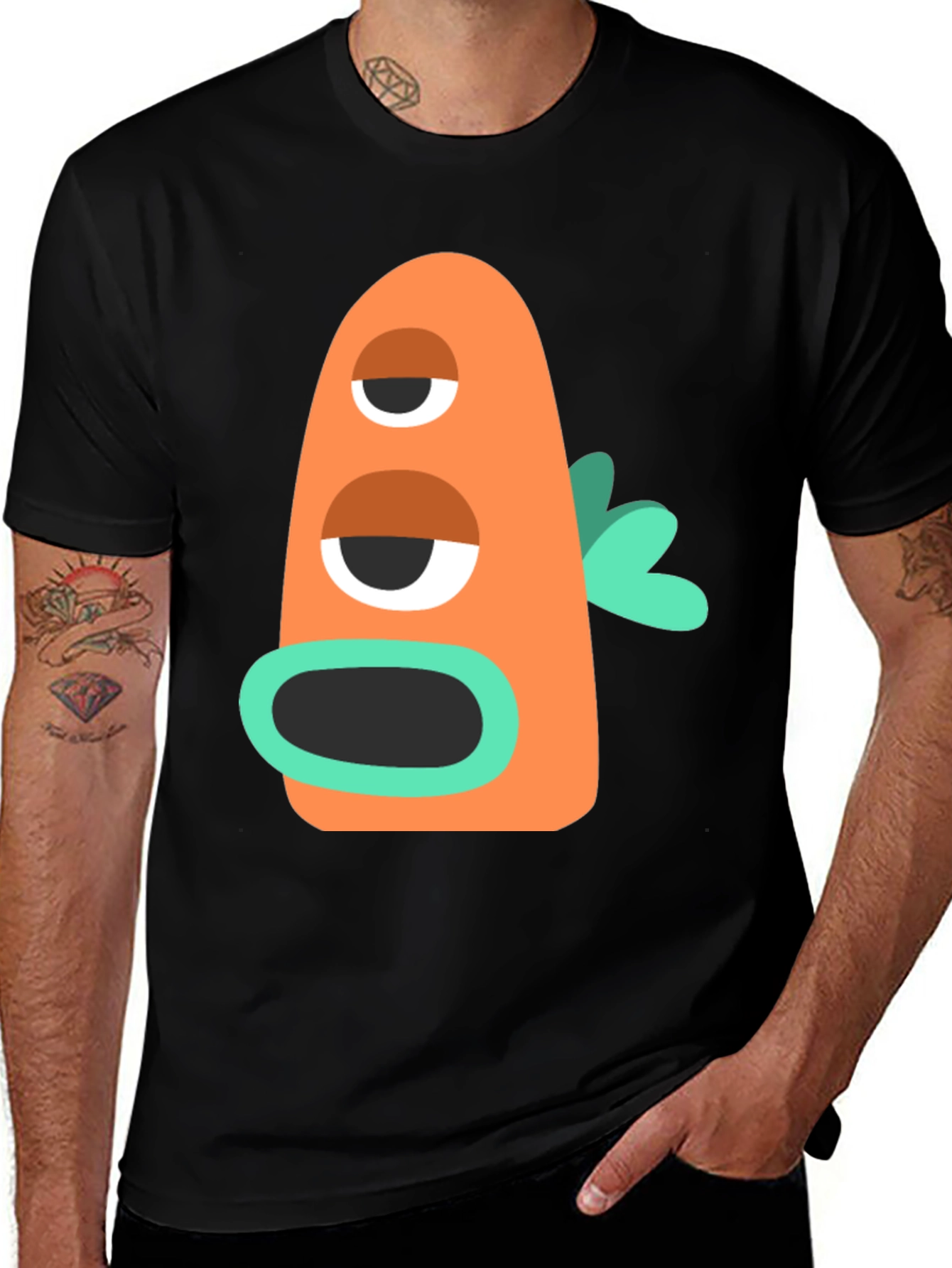 Variant 16 of Funky Two-Eyed Monster Graphic Tee - Black