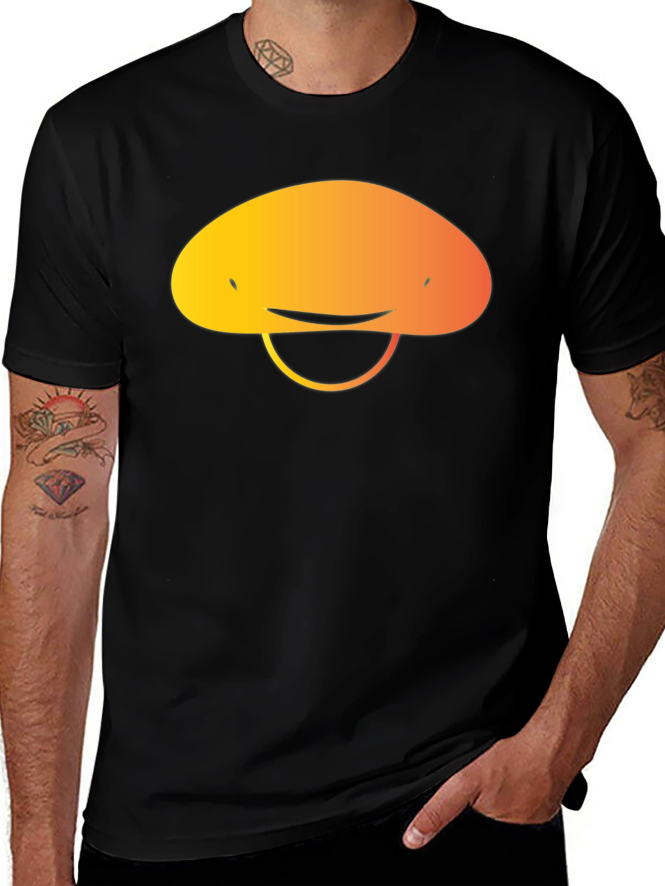 Variant 22 of Mushroom Graphic Black T-Shirt